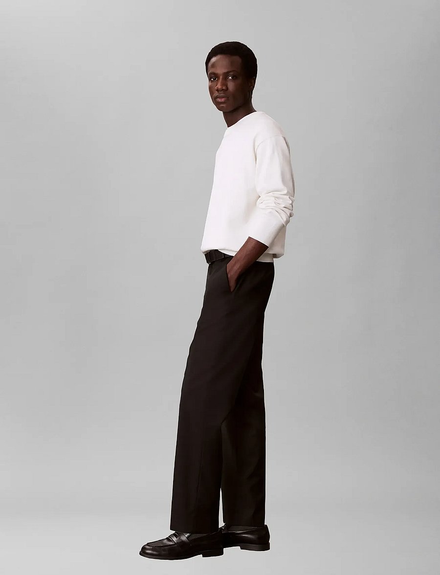 Calvin Klein - TAPERED TRAVEL TWILL WOOL TROUSE - casual bukser - black - 4