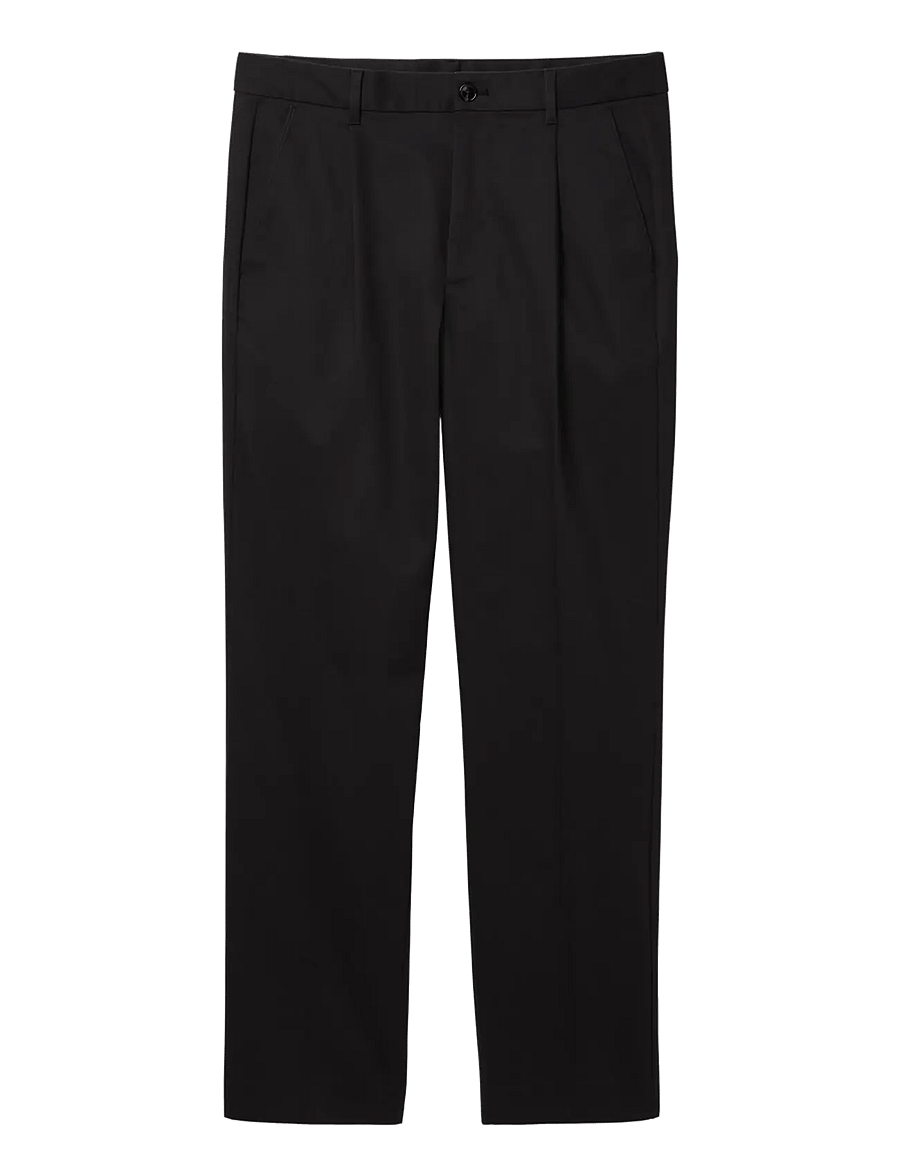 Calvin Klein - STRAIGHT PLEATED SATEEN CHINO - black - 1