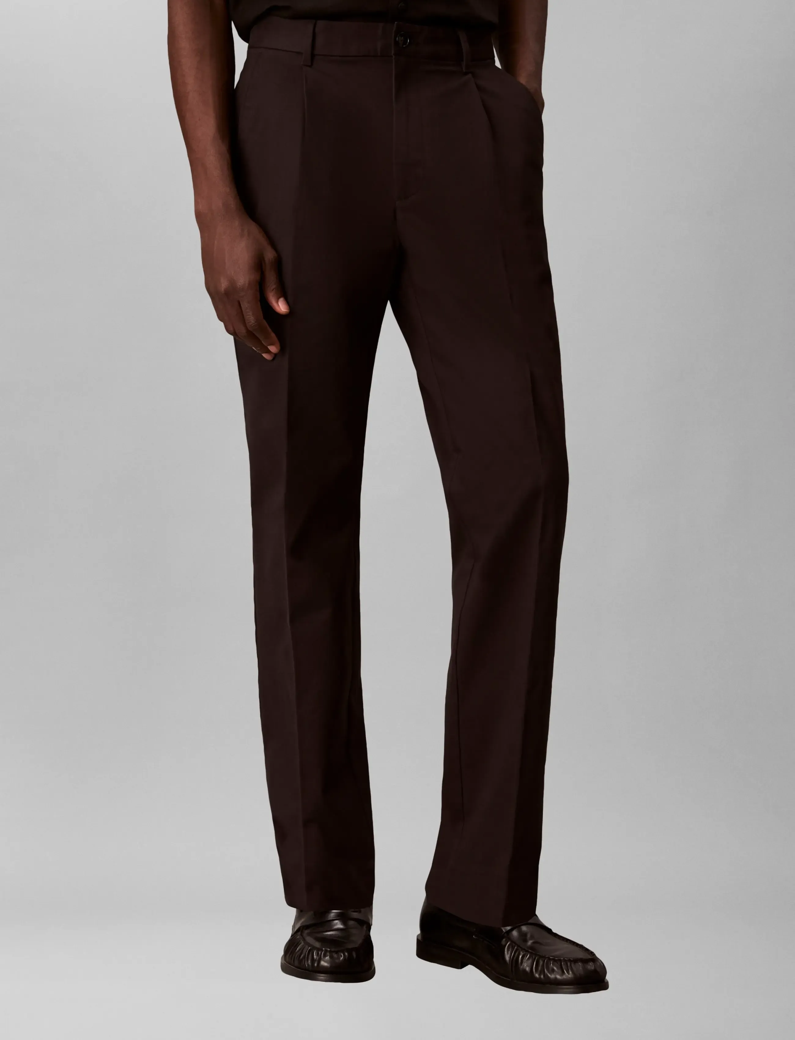 Calvin Klein - STRAIGHT PLEATED SATEEN CHINO - black - 3