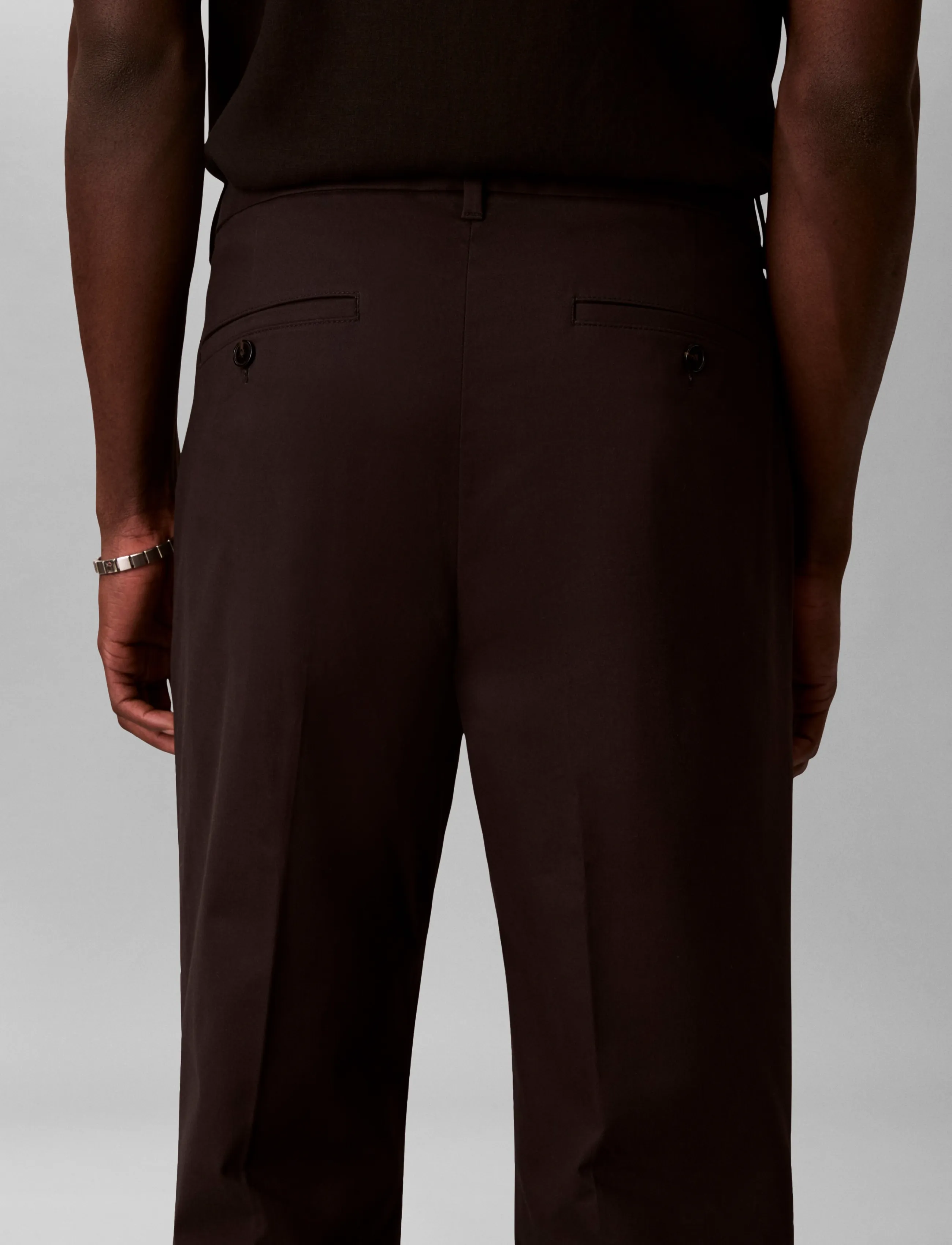 Calvin Klein - STRAIGHT PLEATED SATEEN CHINO - black - 5