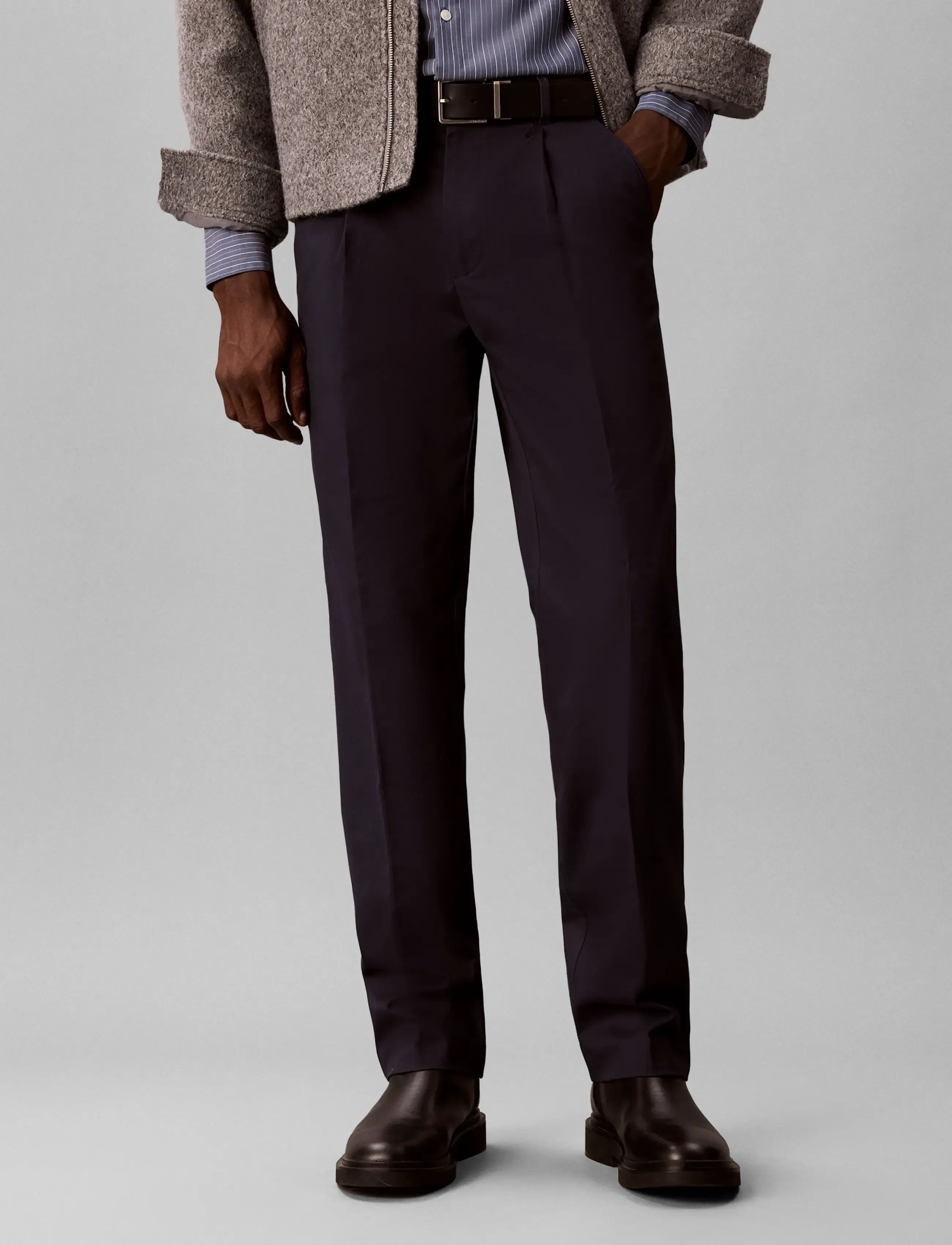 Calvin Klein - STRAIGHT PLEATED SATEEN CHINO - chinos - dark sapphire - 3