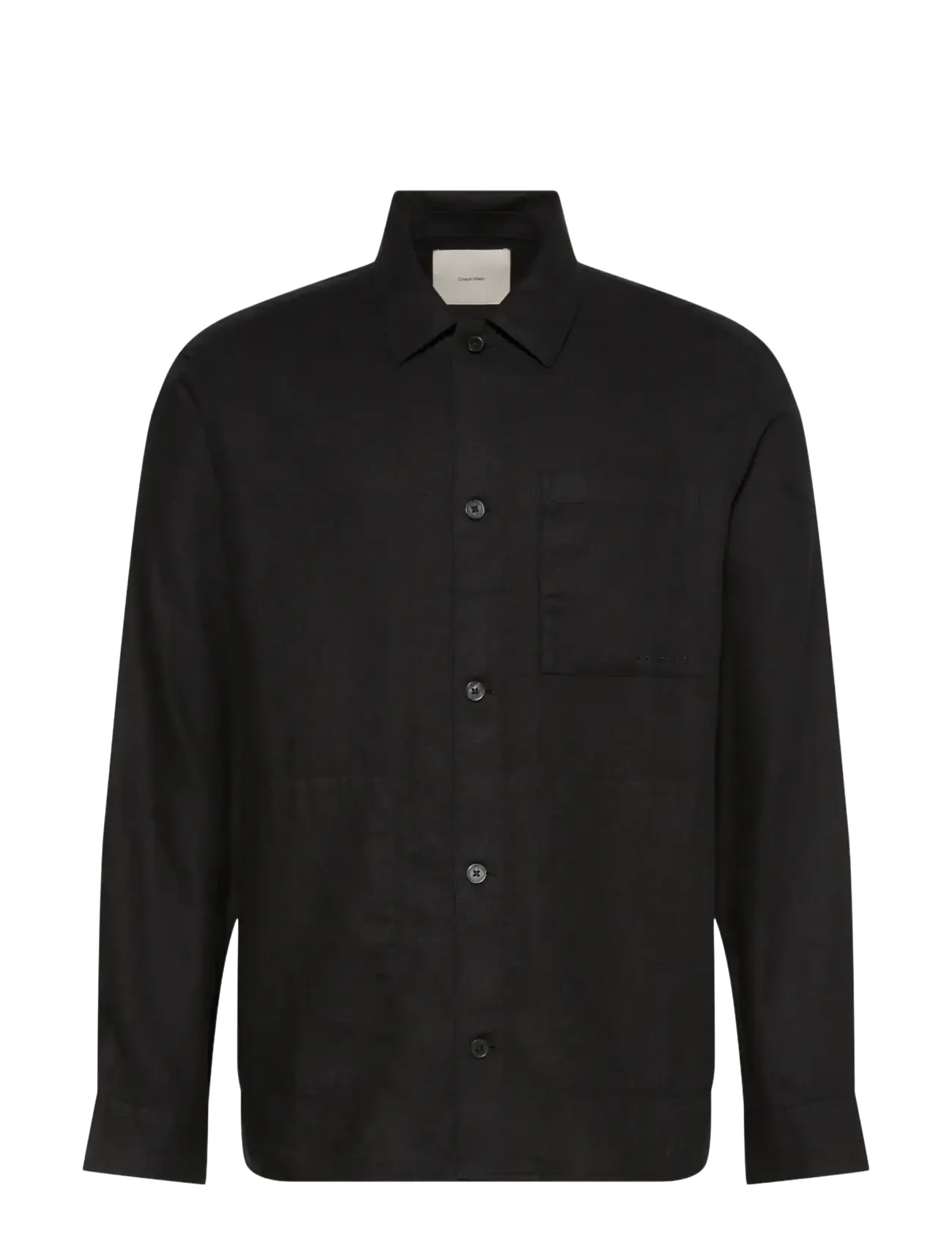Calvin Klein LS LINEN EASY OVERSHIRT - Riided - BLACK / black
