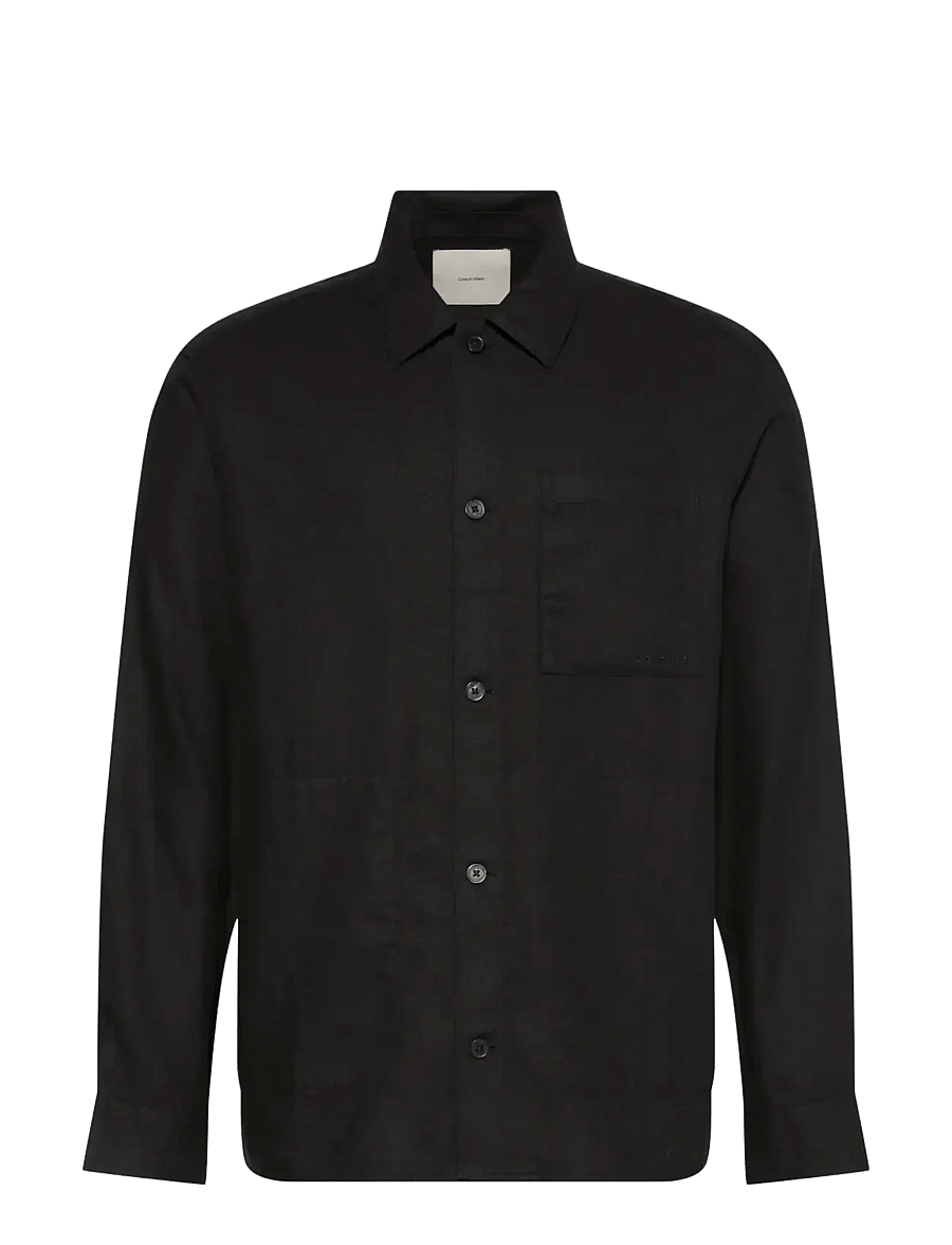 Calvin Klein - LS LINEN EASY OVERSHIRT - shoppa efter tillfälle - black - 1