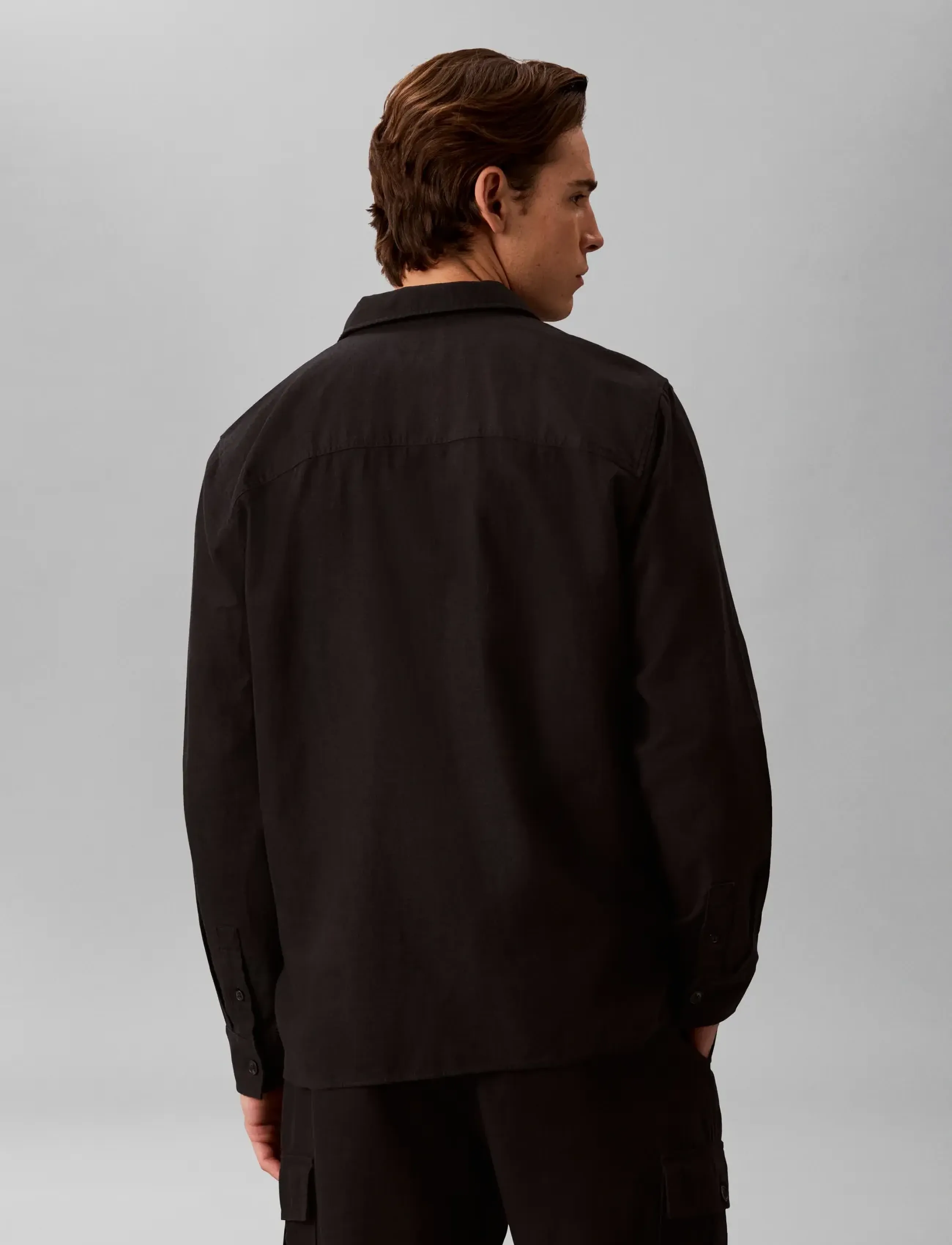 Calvin Klein - LS LINEN EASY OVERSHIRT - shoppa efter tillfälle - black - 2