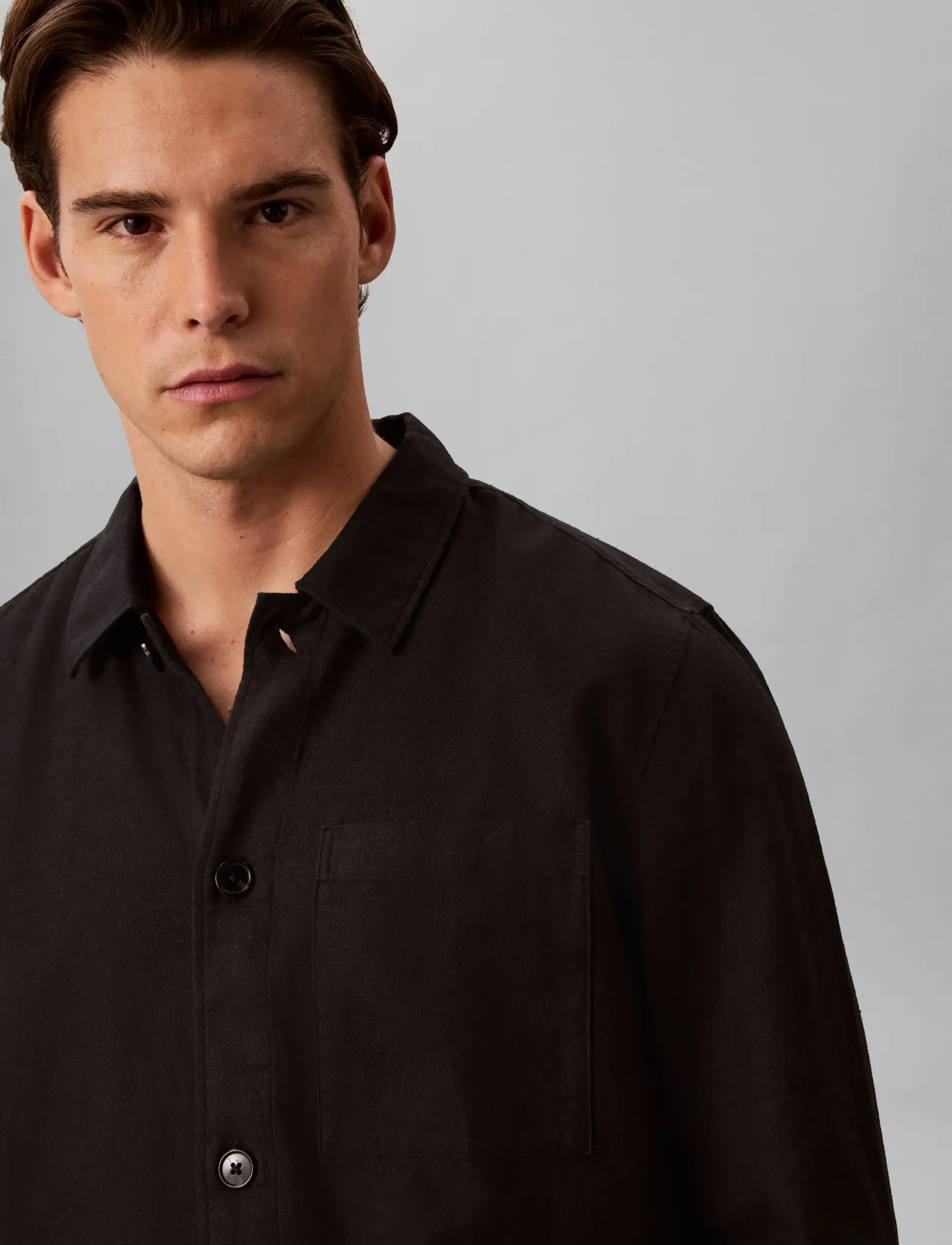 Calvin Klein - LS LINEN EASY OVERSHIRT - shoppa efter tillfälle - black - 3