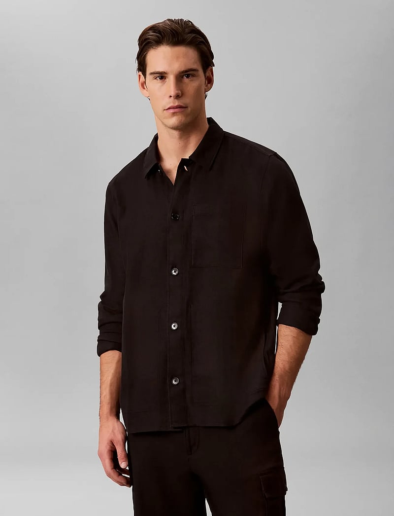 Calvin Klein - LS LINEN EASY OVERSHIRT - shop efter anledning - black - 5