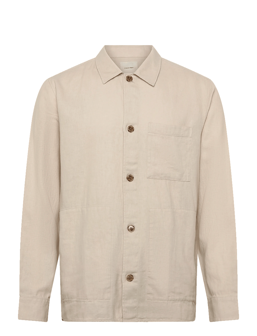 Calvin Klein - LS LINEN EASY OVERSHIRT - shop by occasion - oatmeal - 0