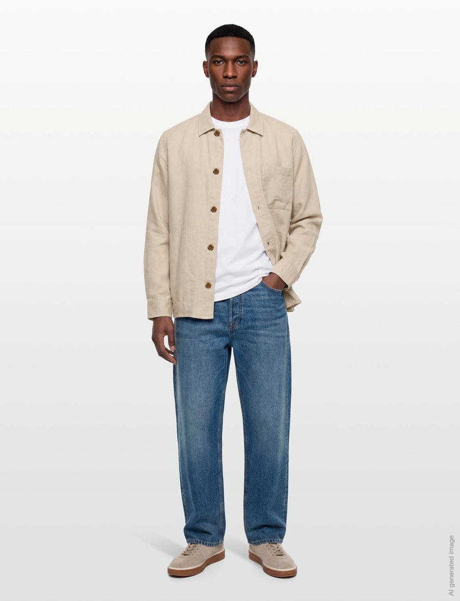 Calvin Klein - LS LINEN EASY OVERSHIRT - shop efter anledning - oatmeal - 0