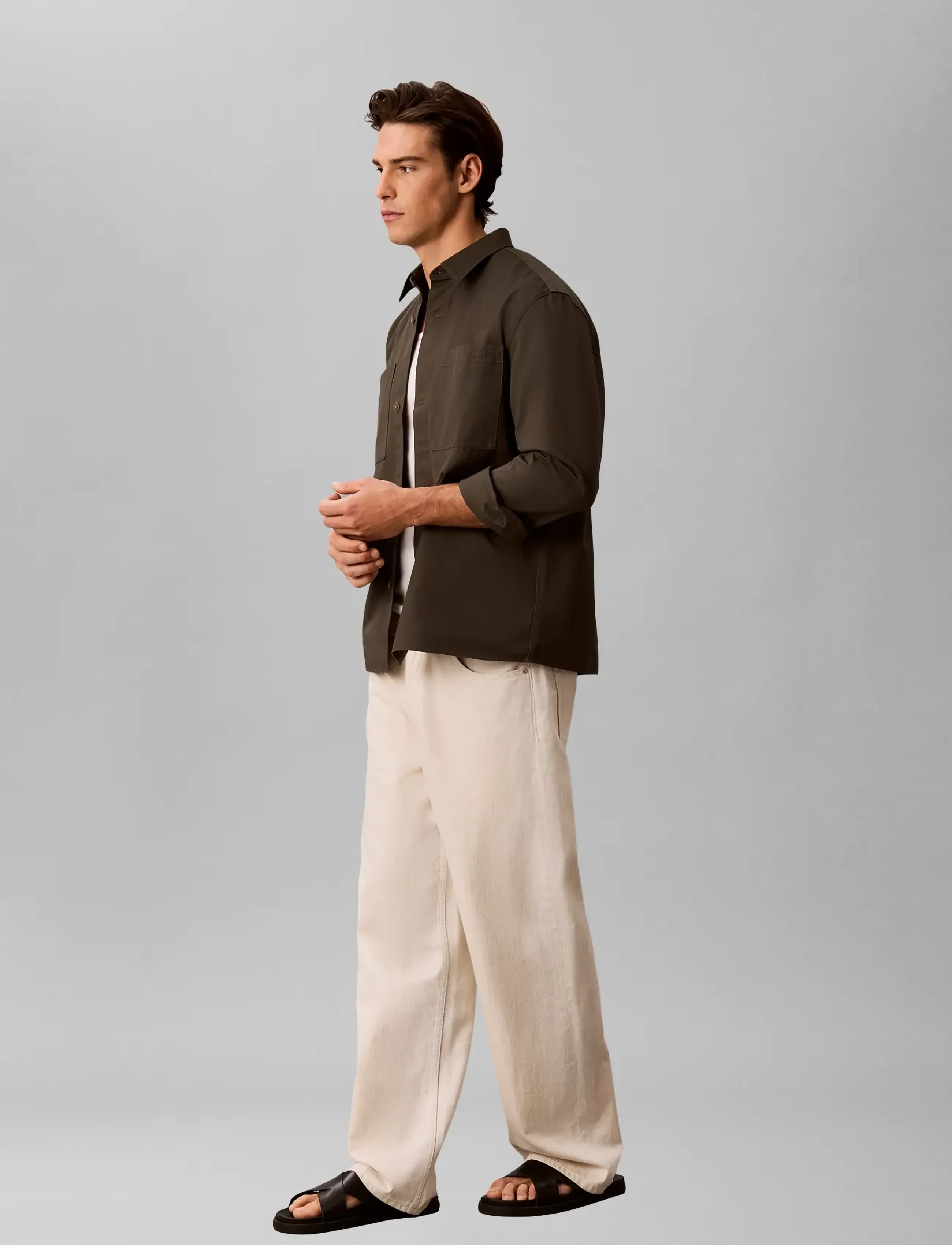 Calvin Klein - LS GARMENT WASH TWILL EASY OVERS - nach anlass kaufen - beluga - 5