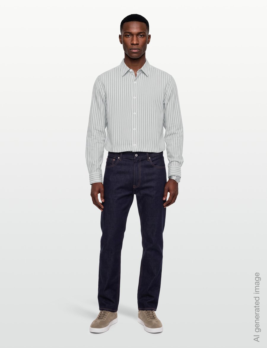 Calvin Klein - LS YD STRIPE VISCOSE NYLON EASY - randiga skjortor - plein air - 0