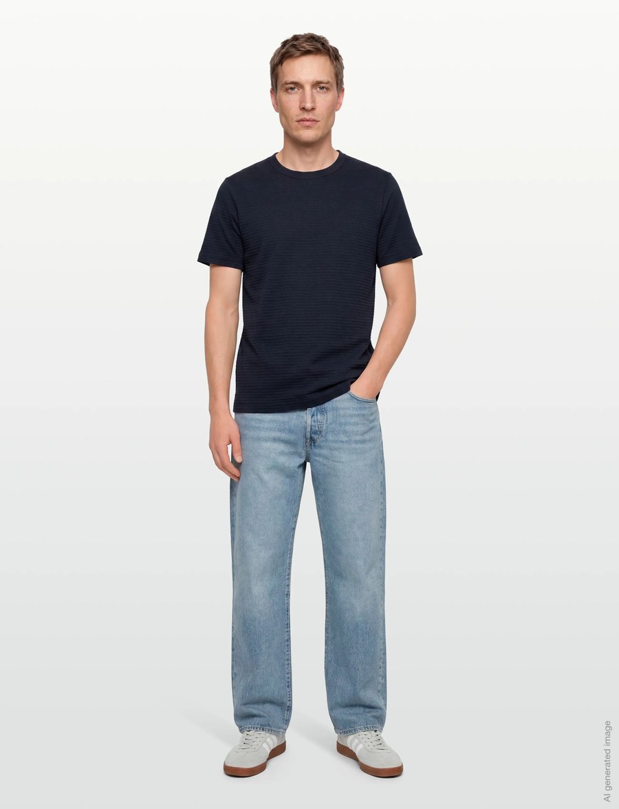 Calvin Klein - SS TEXTURED STRIPE CREWNK TEE - t-shirts à manches courtes - dark sapphire - 0