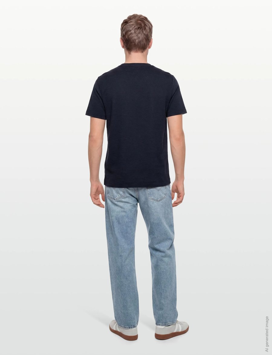 Calvin Klein - SS TEXTURED STRIPE CREWNK TEE - t-shirts à manches courtes - dark sapphire - 4