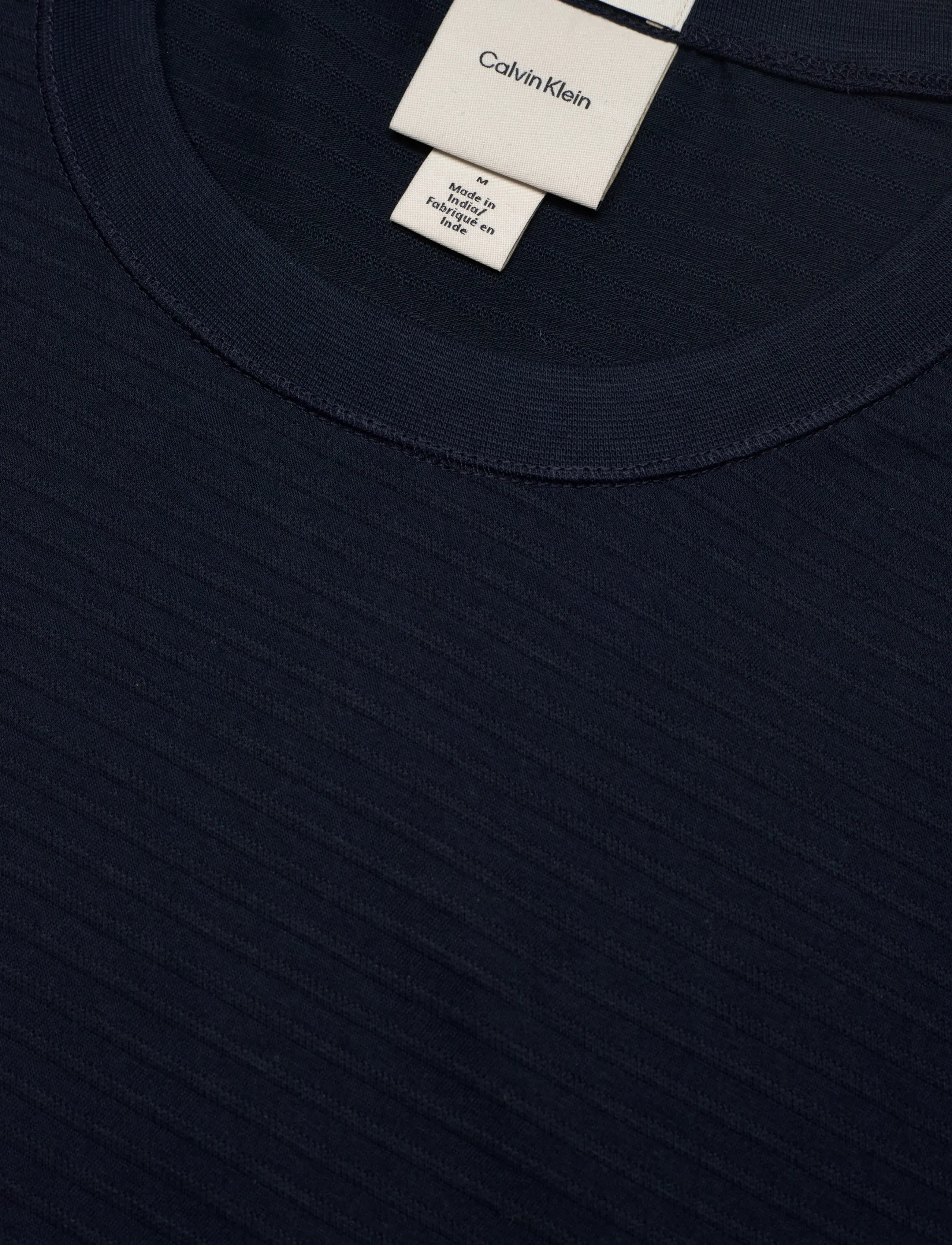 Calvin Klein - SS TEXTURED STRIPE CREWNK TEE - kortärmade t-shirts - dark sapphire - 2