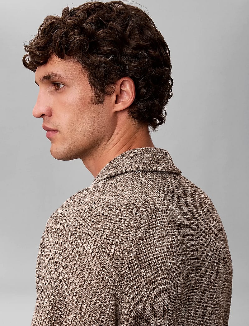 Calvin Klein - SS MESH CAMP COLLAR BUTTON FRONT - lyhythihaiset kauluspaidat - roasted cashew - 4