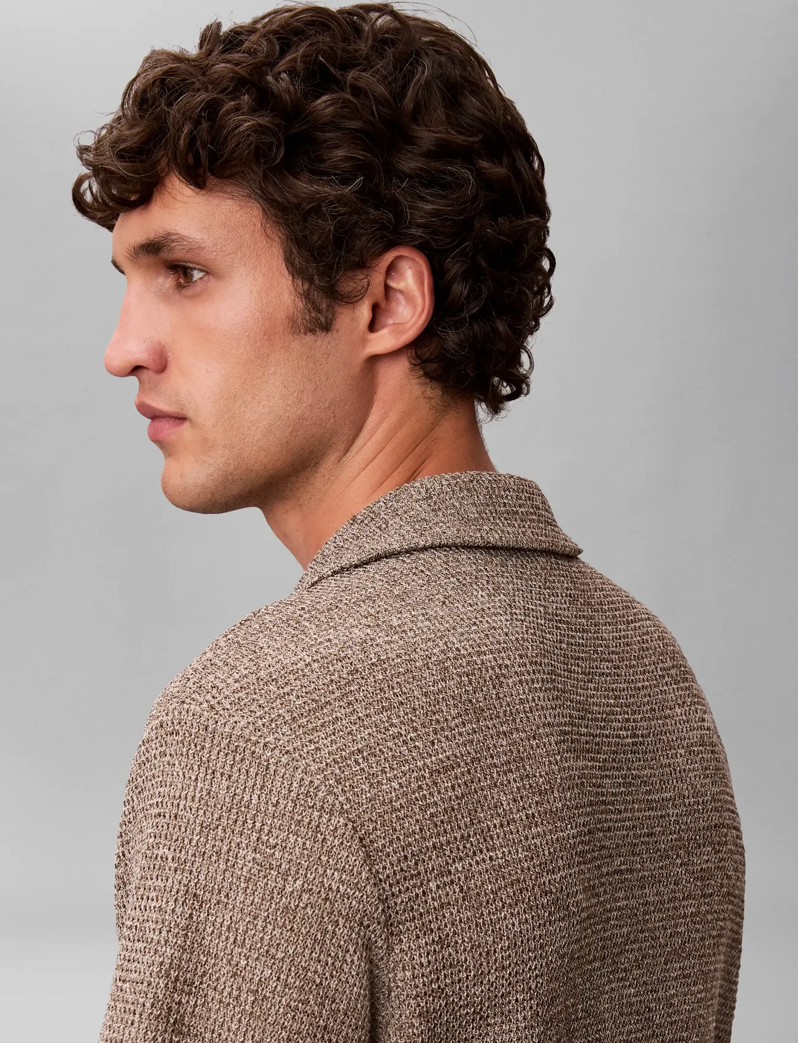Calvin Klein - SS MESH CAMP COLLAR BUTTON FRONT - lühikeste varrukatega särgid - roasted cashew - 4