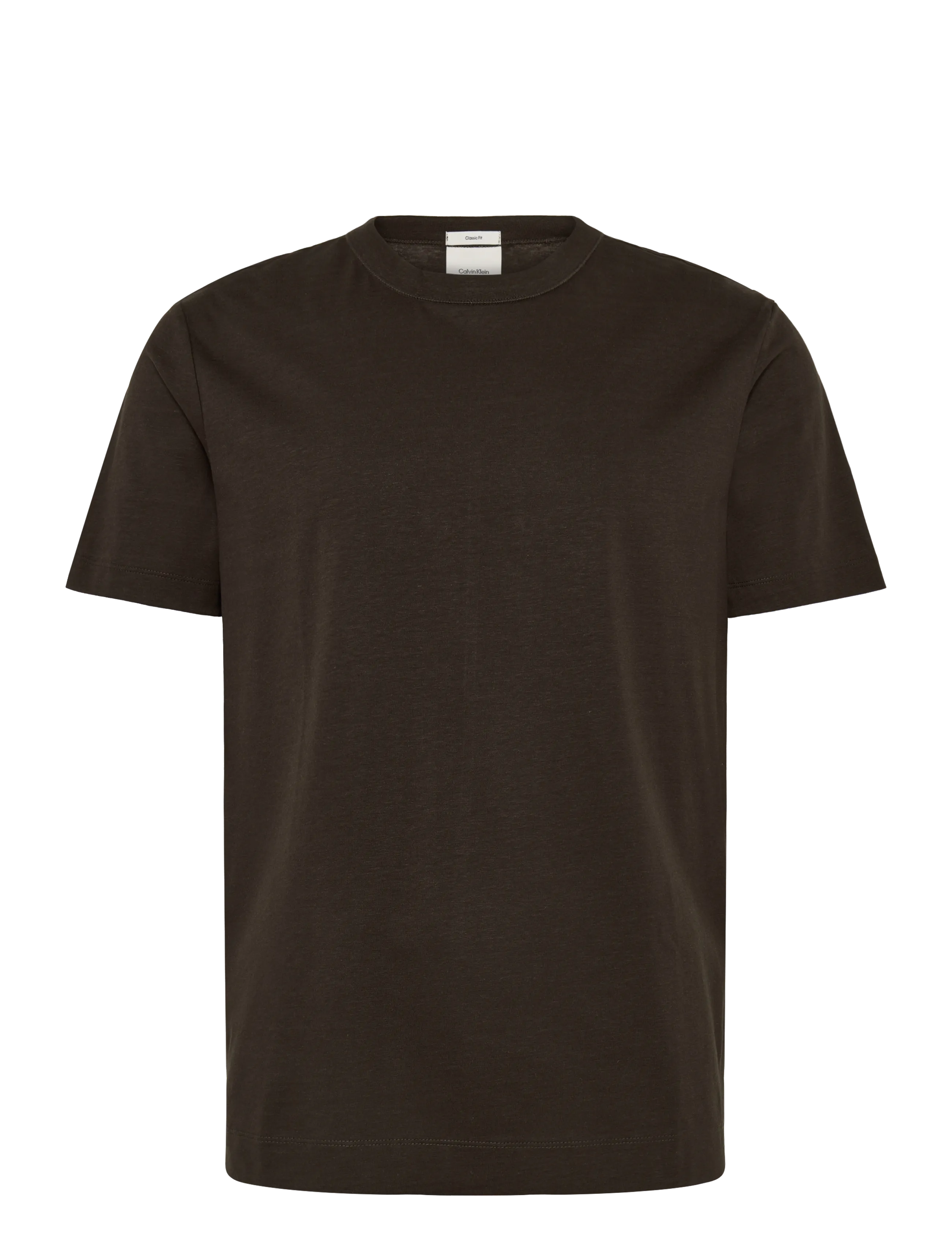 CALVIN KLEIN Ss Linen Blend Crewnk Tee Braun - L - Herren