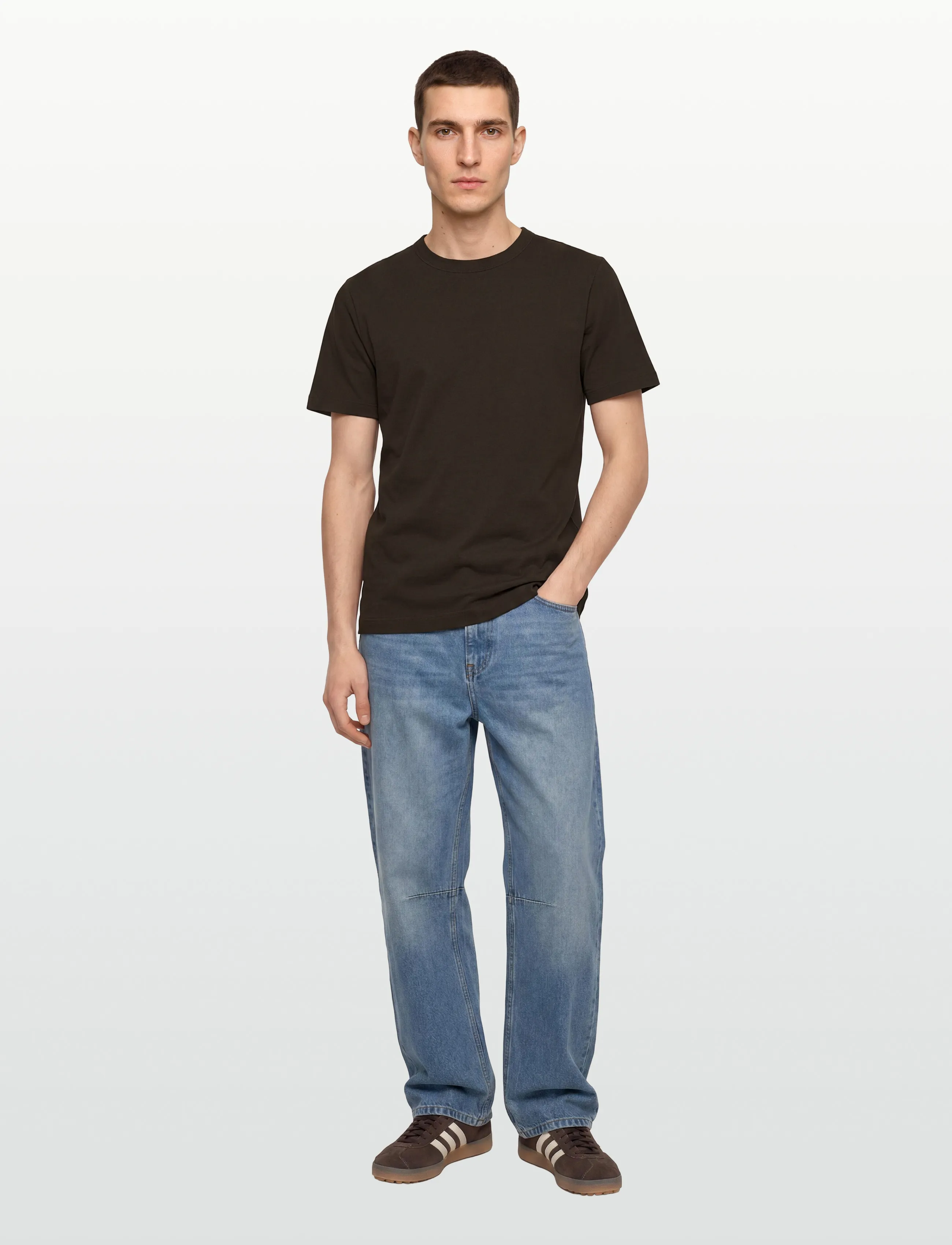 Calvin Klein SS LINEN BLEND CREWNK TEE - Kleidung - DARK COFFEE / brown