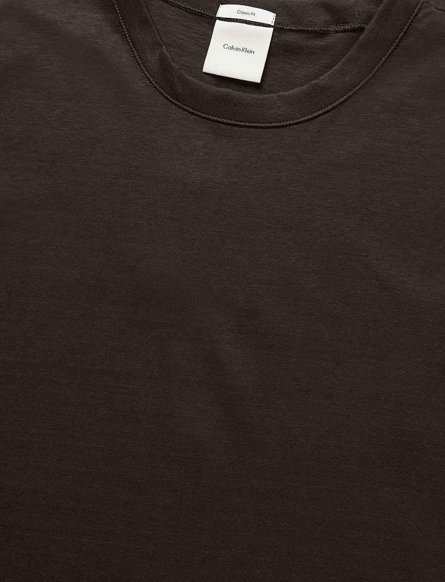 Calvin Klein - SS LINEN BLEND CREWNK TEE - kurzärmelig - dark coffee - 5