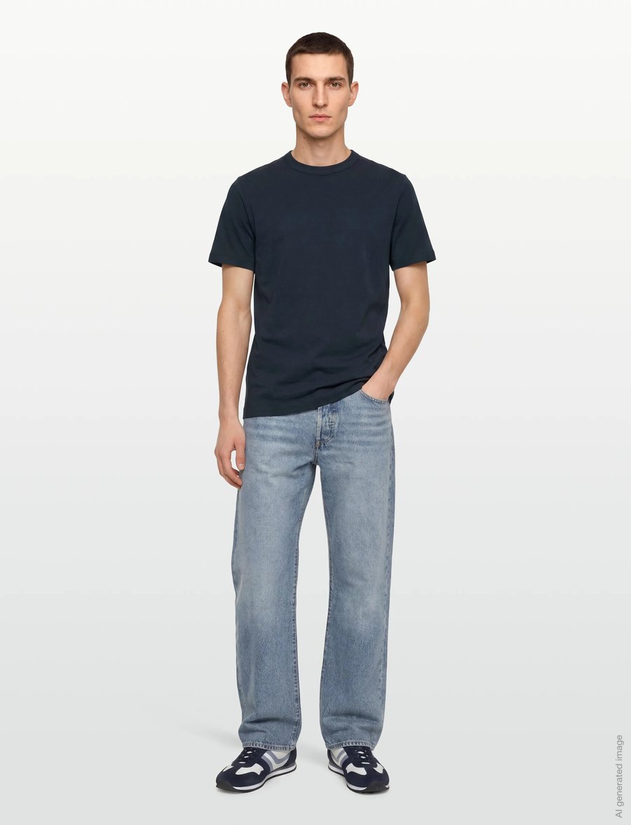 Calvin Klein - SS LINEN BLEND CREWNK TEE - kortærmede t-shirts - dark sapphire - 0