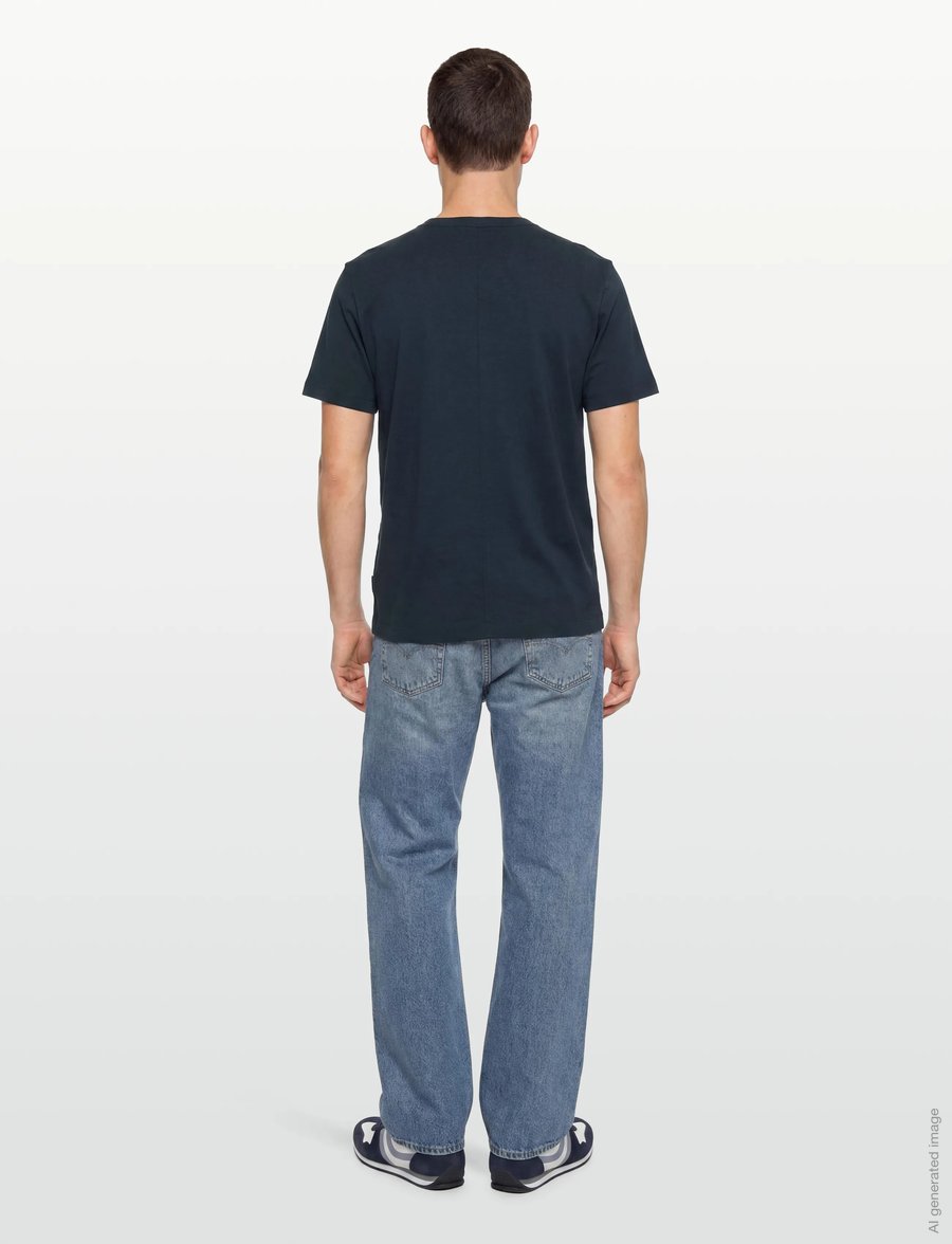 Calvin Klein - SS LINEN BLEND CREWNK TEE - kortærmede t-shirts - dark sapphire - 4