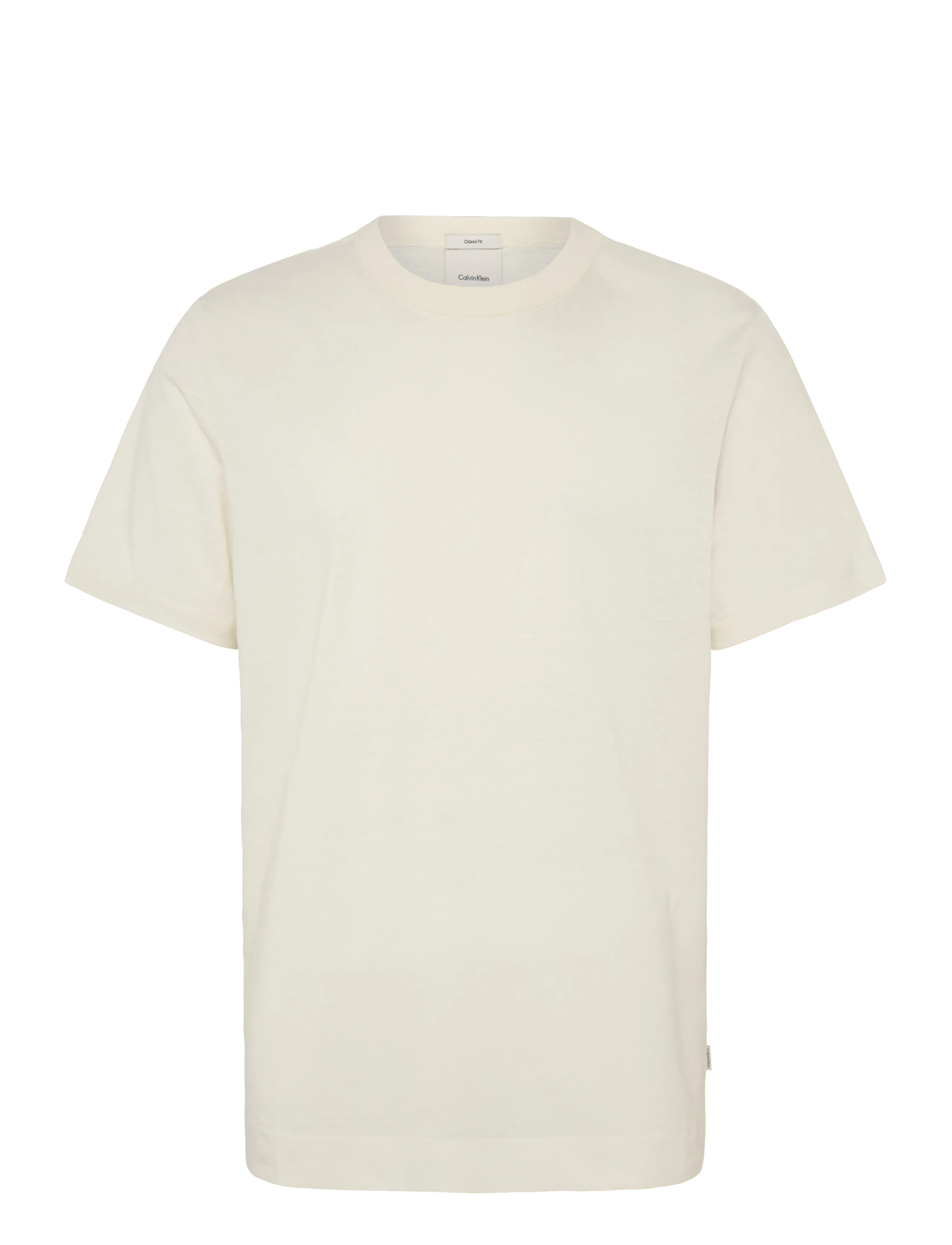 CALVIN KLEIN Ss Linen Blend Crewnk Tee Cream - XXL - Herren