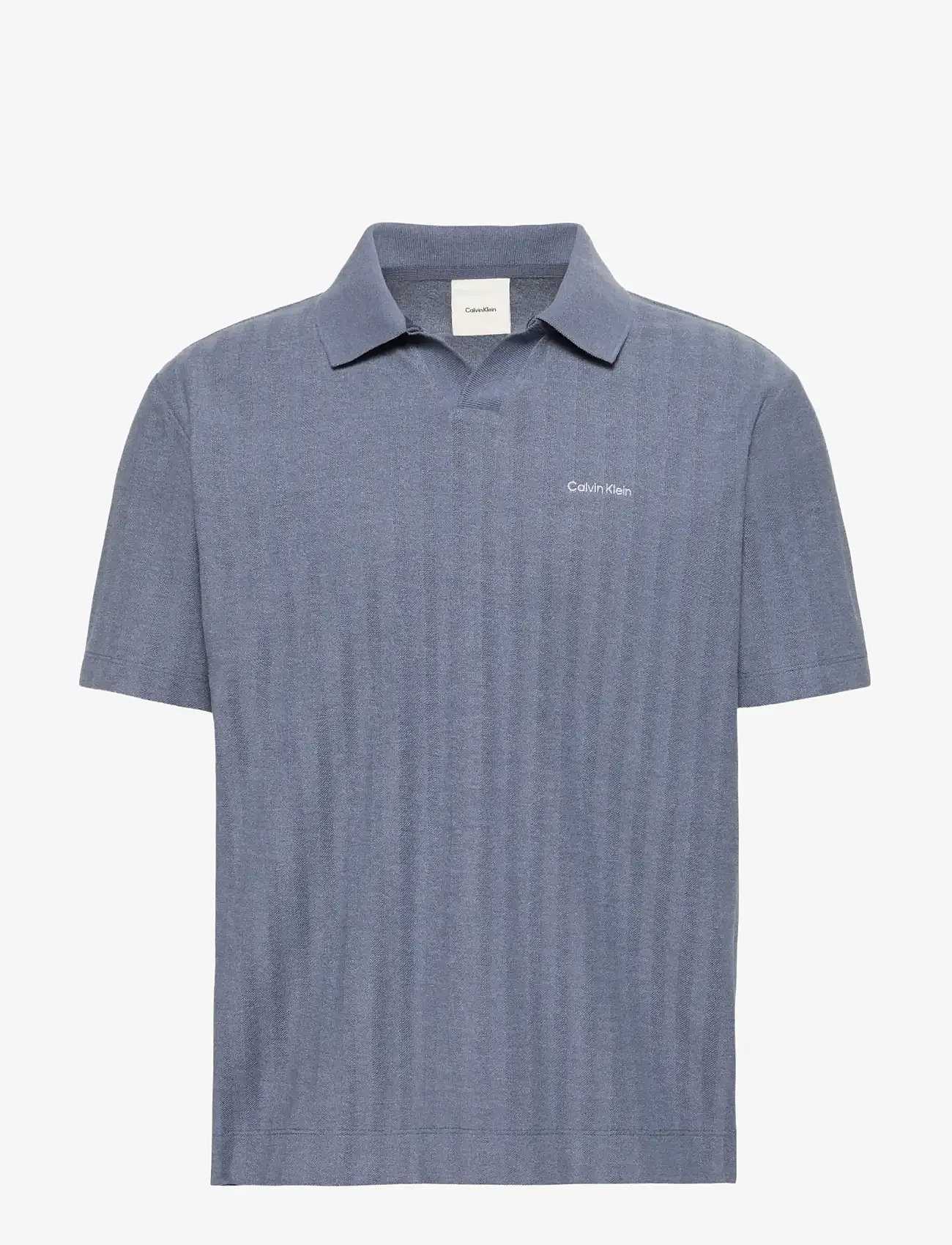 Calvin Klein - SS EASY VERTICAL STRIPE TEXTURED - kortärmade pikéer - blue nomad - 1