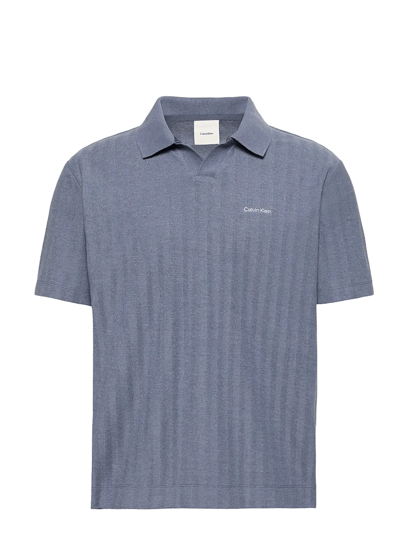 Calvin Klein - SS EASY VERTICAL STRIPE TEXTURED - kortärmade pikéer - blue nomad - 1