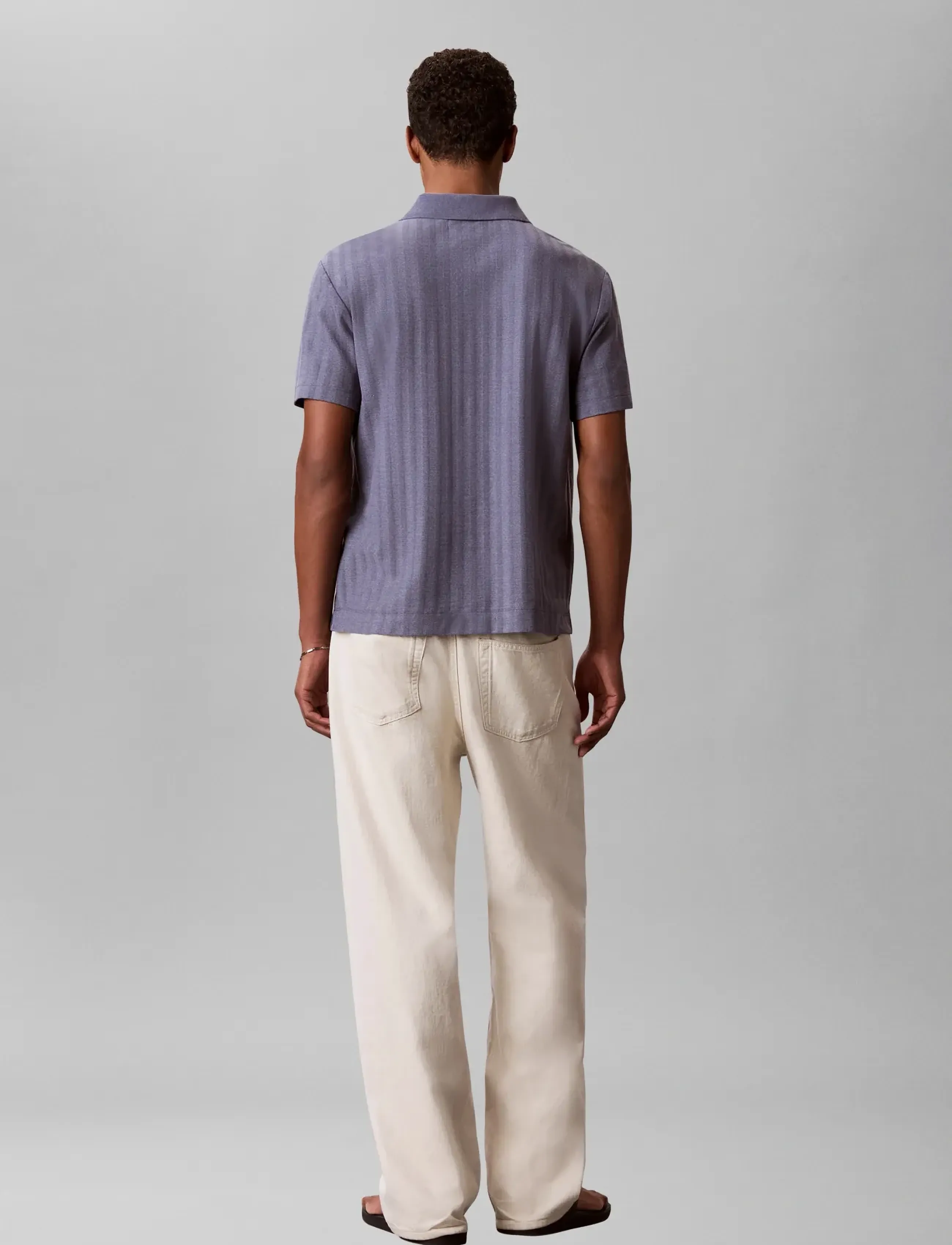 Calvin Klein - SS EASY VERTICAL STRIPE TEXTURED - short-sleeved polos - blue nomad - 2