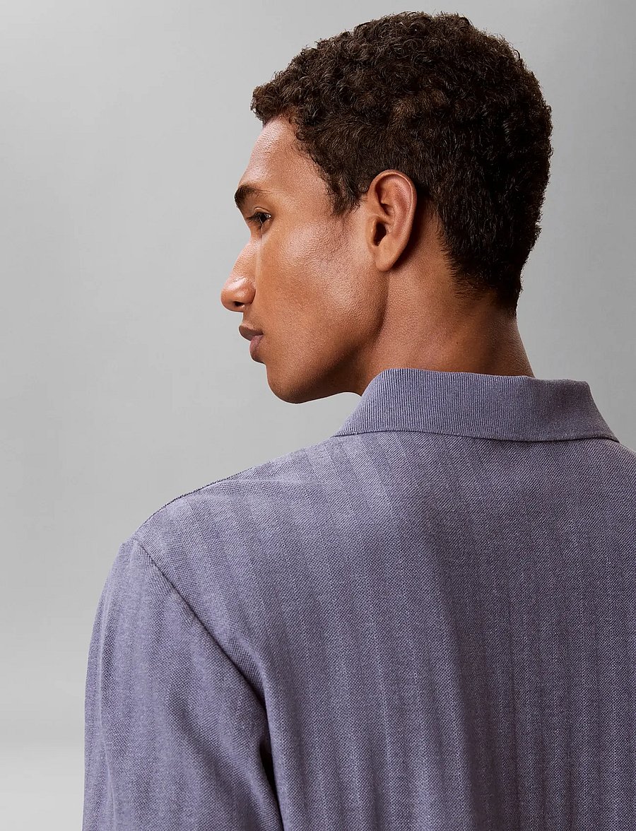 Calvin Klein - SS EASY VERTICAL STRIPE TEXTURED - short-sleeved polos - blue nomad - 4