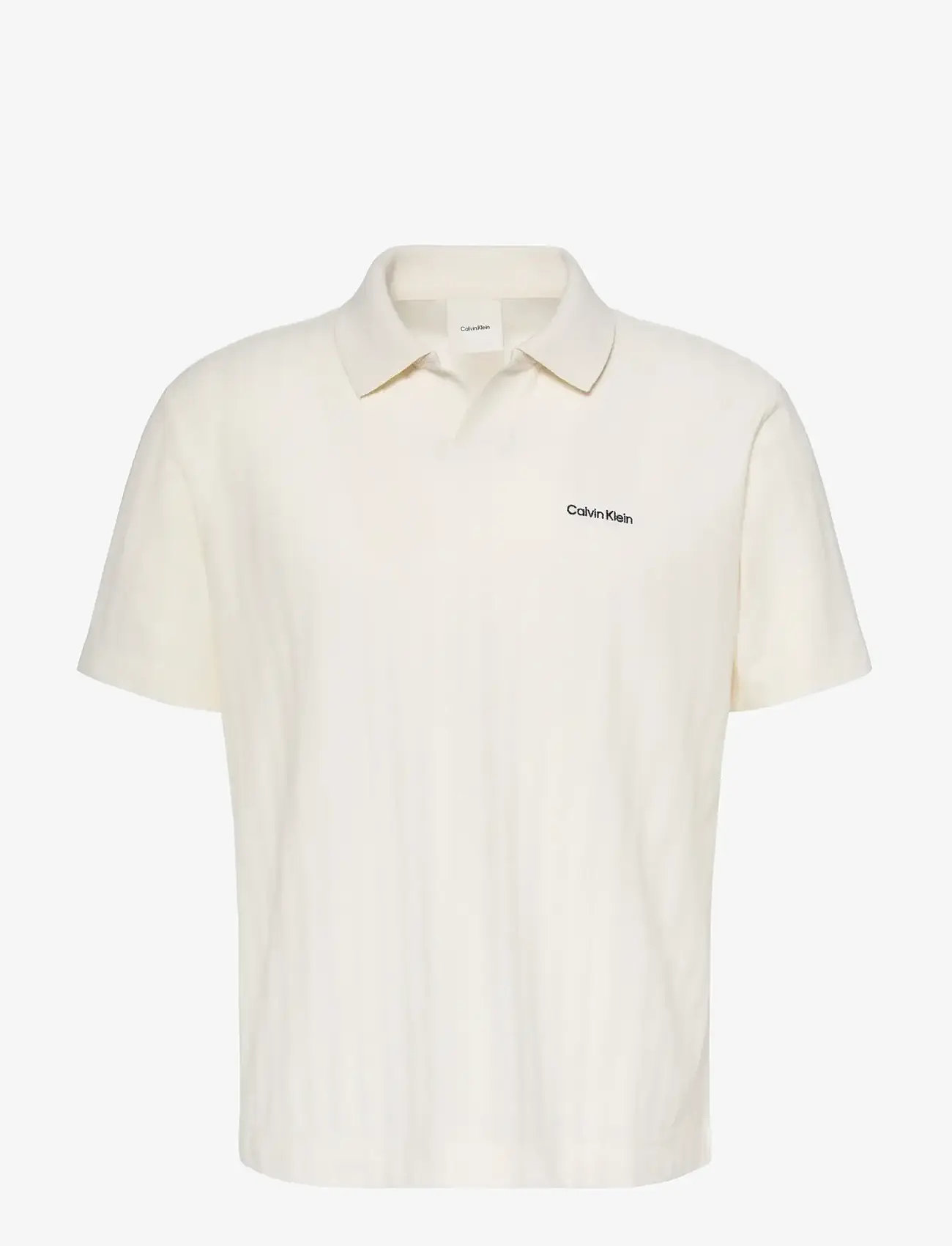 Calvin Klein - SS EASY VERTICAL STRIPE TEXTURED - kortærmede poloer - tofu - 1
