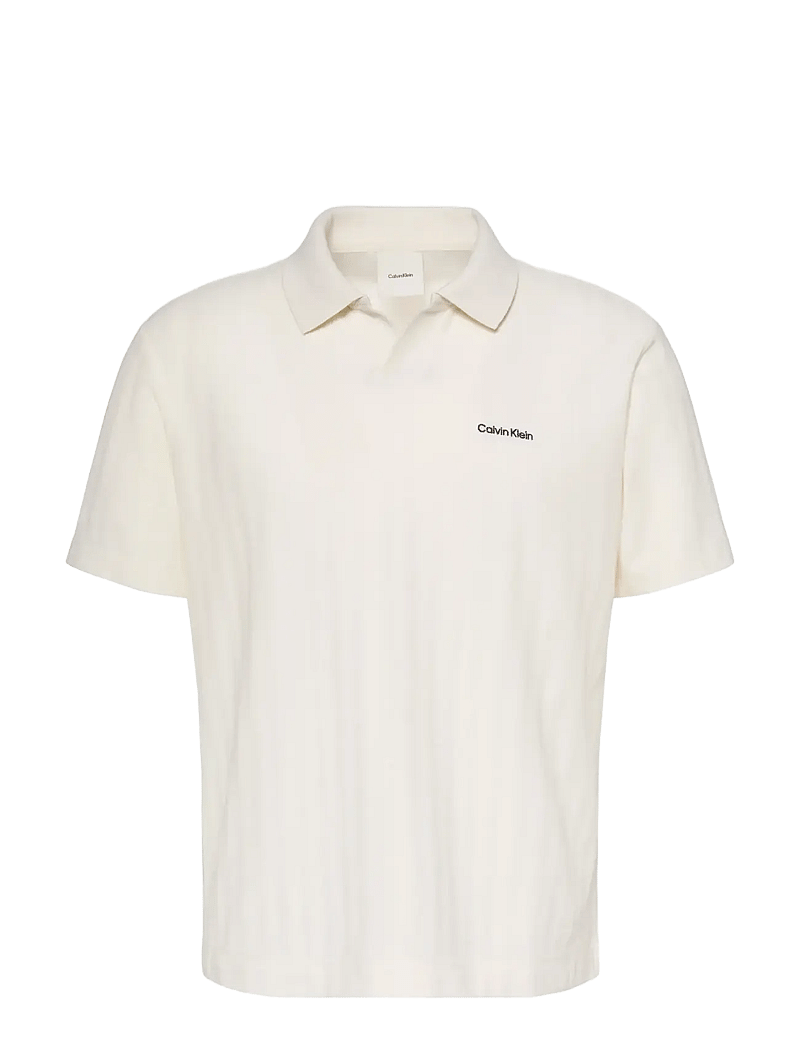Calvin Klein - SS EASY VERTICAL STRIPE TEXTURED - kortærmede poloer - tofu - 1