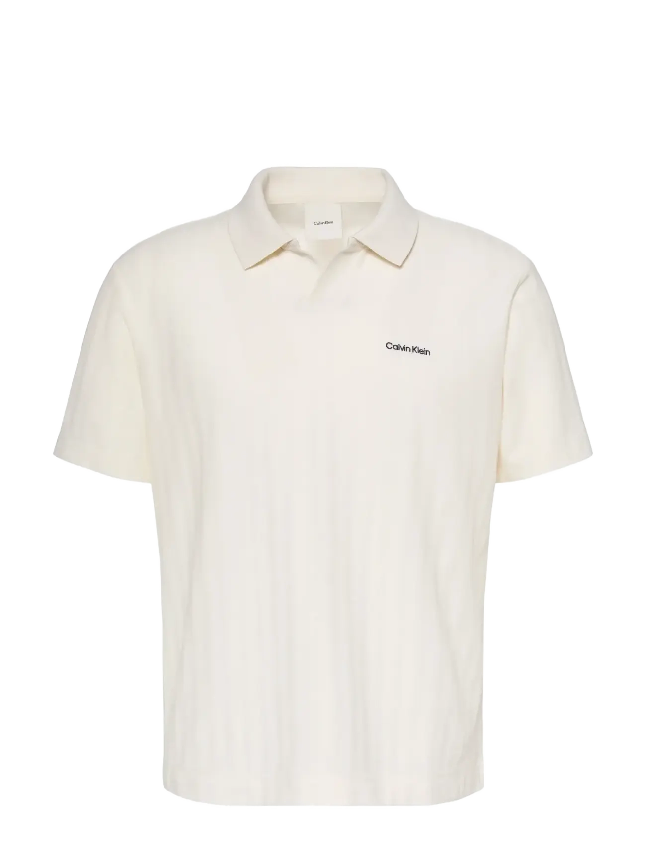 Calvin Klein - SS EASY VERTICAL STRIPE TEXTURED - short-sleeved polos - tofu - 1