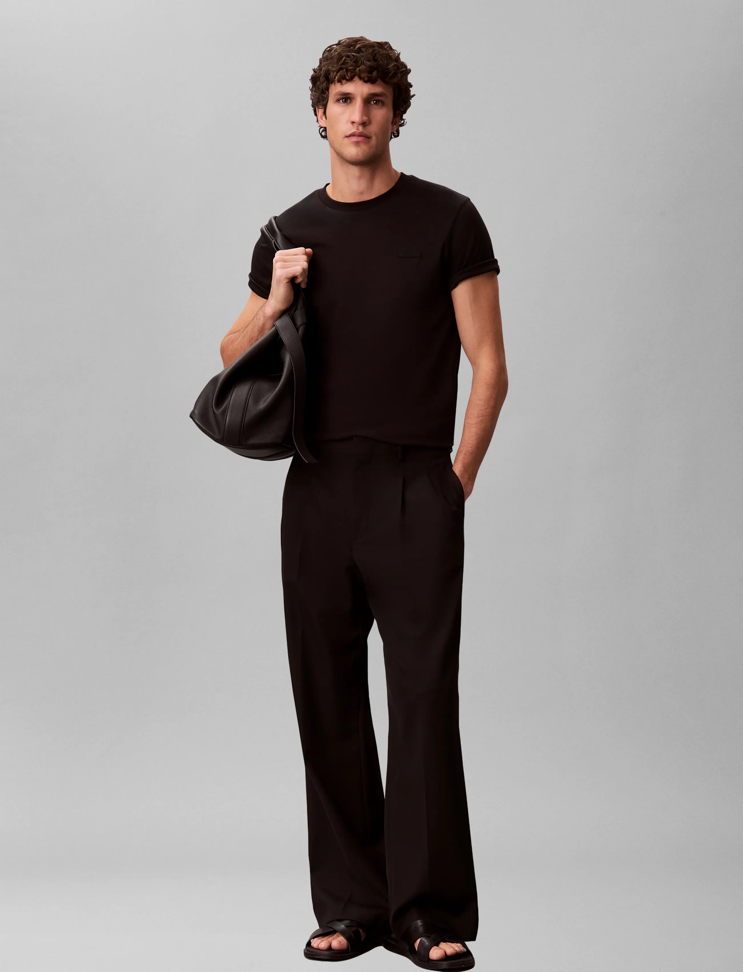 Calvin Klein SS SLIM SUPIMA LOGO PATCH TEE - New arrivals - BLACK / black