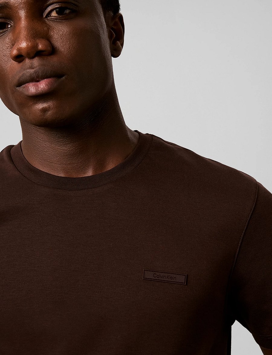 Calvin Klein - SS SLIM SUPIMA LOGO PATCH TEE - lühikeste varrukatega t-särgid - black coffee - 4