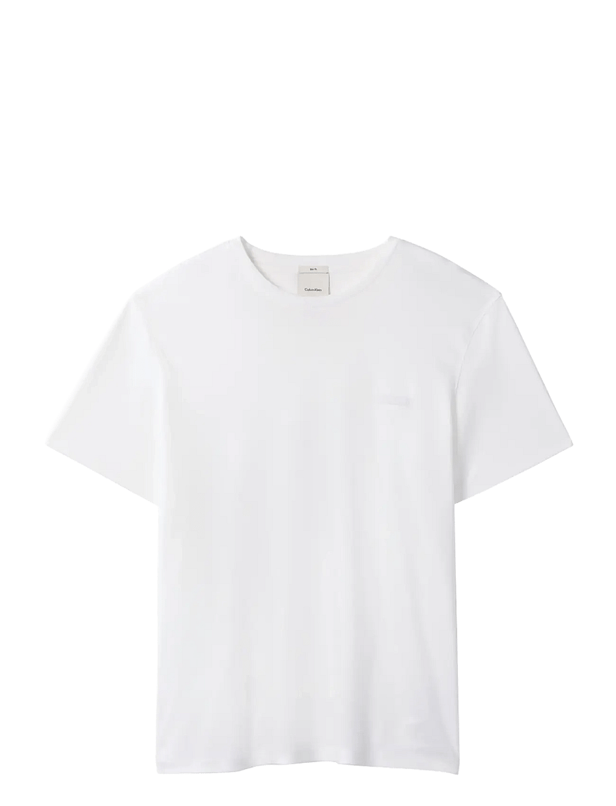Calvin Klein - SS SLIM SUPIMA LOGO PATCH TEE - kortärmade t-shirts - bright white - 1