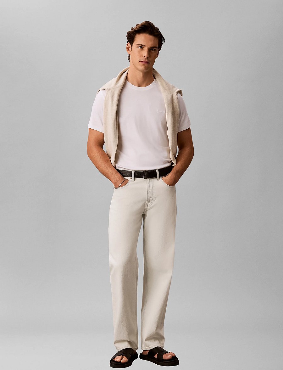 Calvin Klein - SS SLIM SUPIMA LOGO PATCH TEE - kortärmade t-shirts - bright white - 0