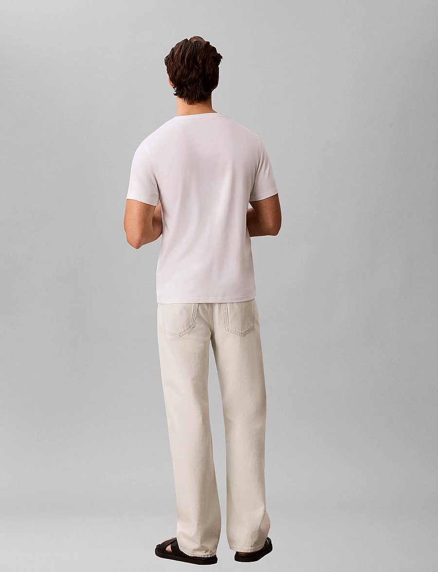 Calvin Klein - SS SLIM SUPIMA LOGO PATCH TEE - kortärmade t-shirts - bright white - 2