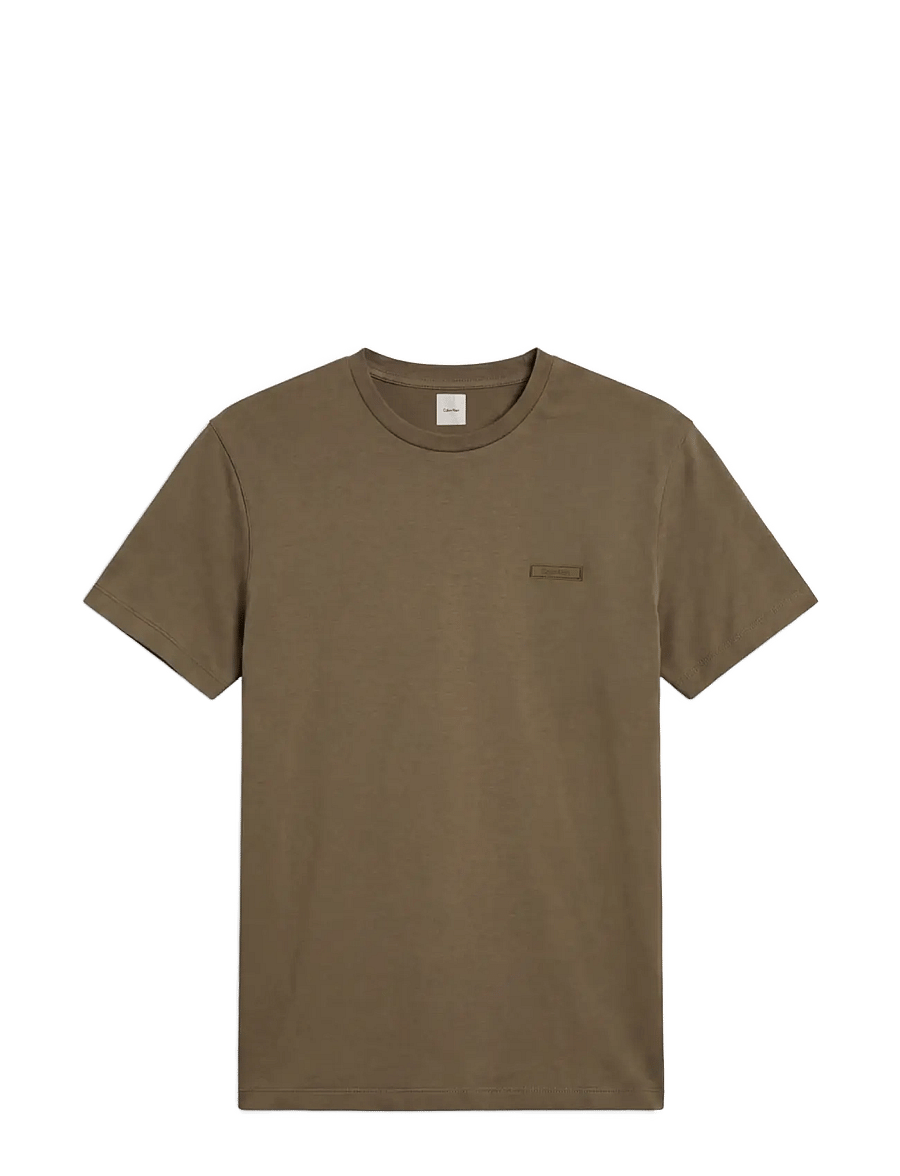 Calvin Klein - SS SLIM SUPIMA LOGO PATCH TEE - kurzärmelige t-shirts - olive night - 1