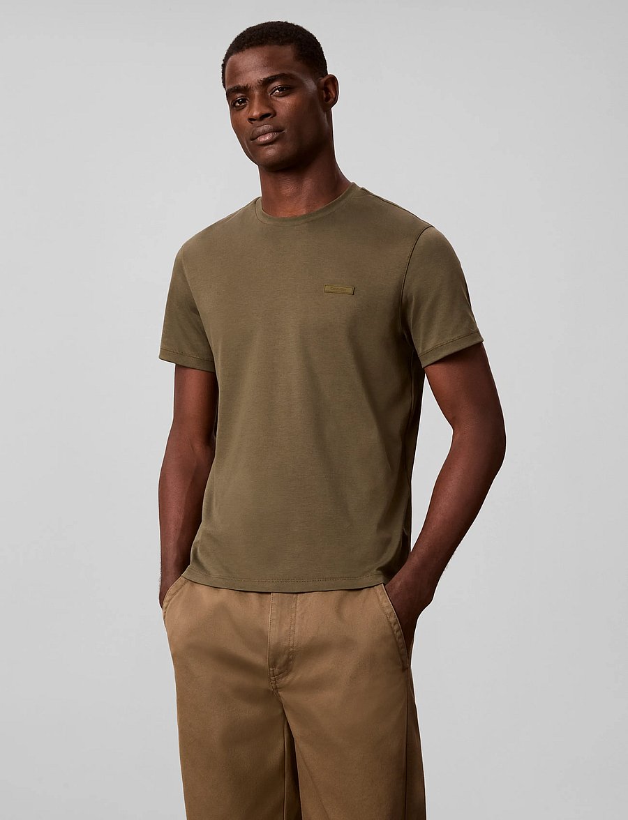 Calvin Klein - SS SLIM SUPIMA LOGO PATCH TEE - kurzärmelige t-shirts - olive night - 3