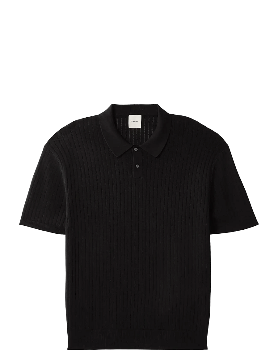 Calvin Klein - SS LIGHTWEIGHT PATTERN POLO SWTR - short-sleeved polos - black - 1