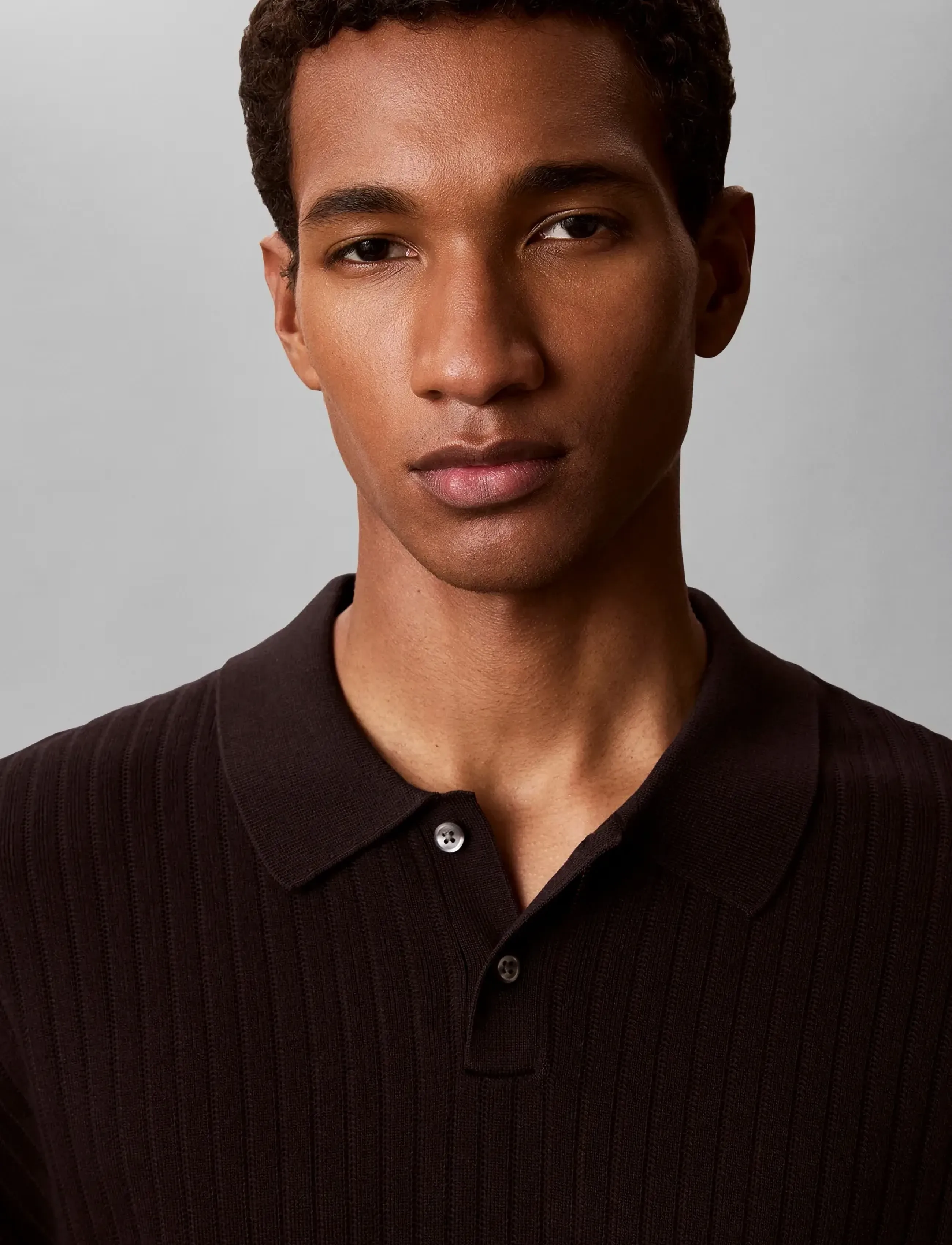 Calvin Klein - SS LIGHTWEIGHT PATTERN POLO SWTR - short-sleeved polos - black - 2