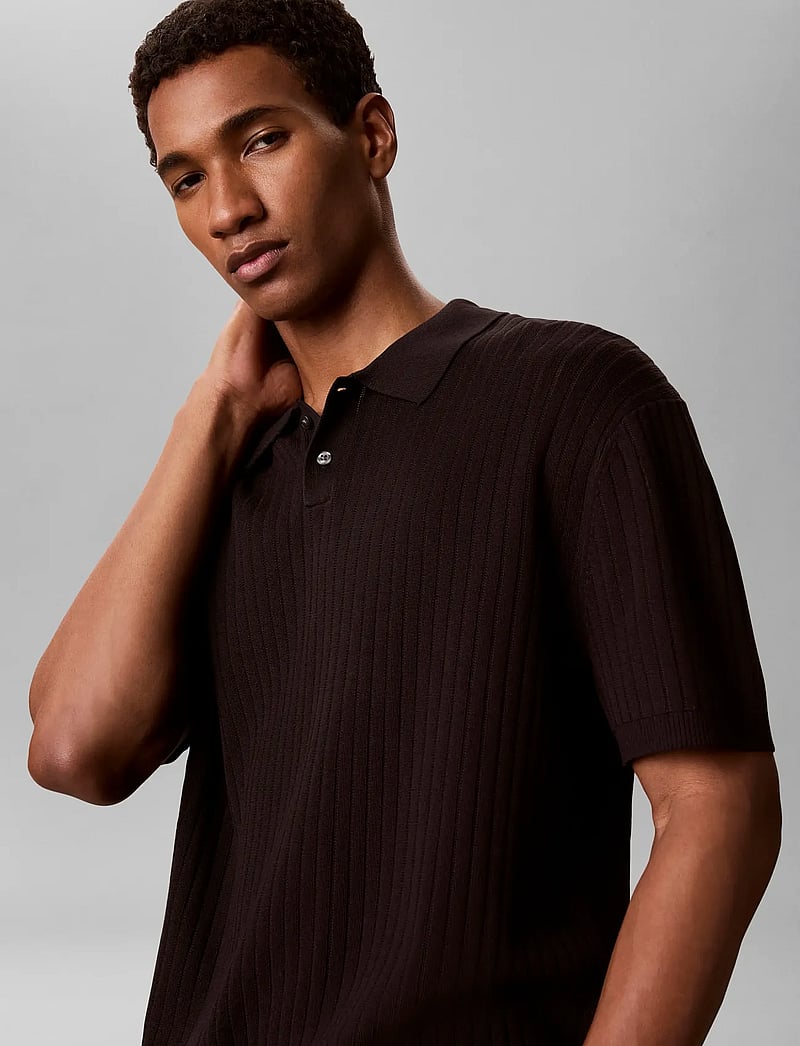 Calvin Klein - SS LIGHTWEIGHT PATTERN POLO SWTR - kortærmede poloer - black - 4