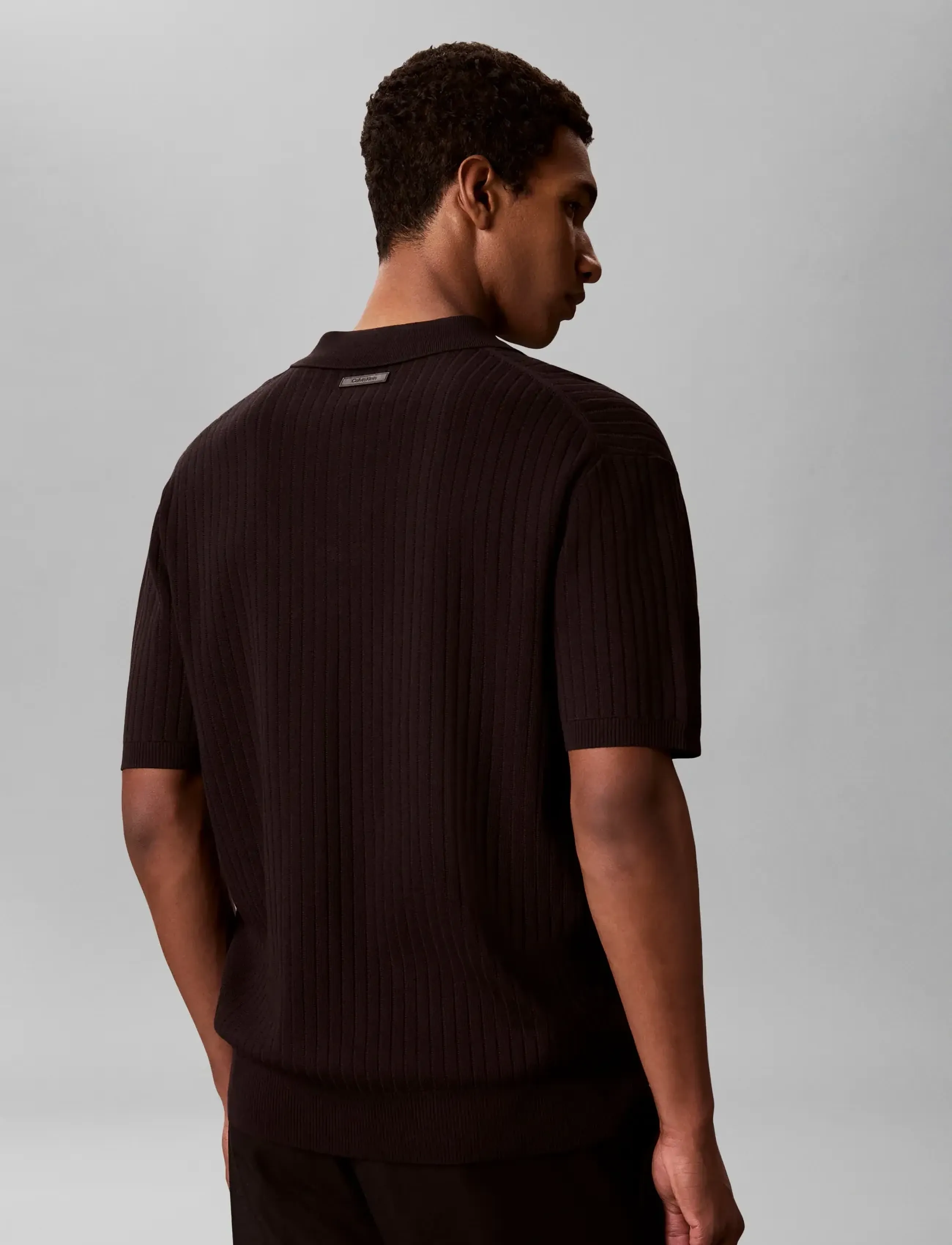 Calvin Klein - SS LIGHTWEIGHT PATTERN POLO SWTR - short-sleeved polos - black - 5
