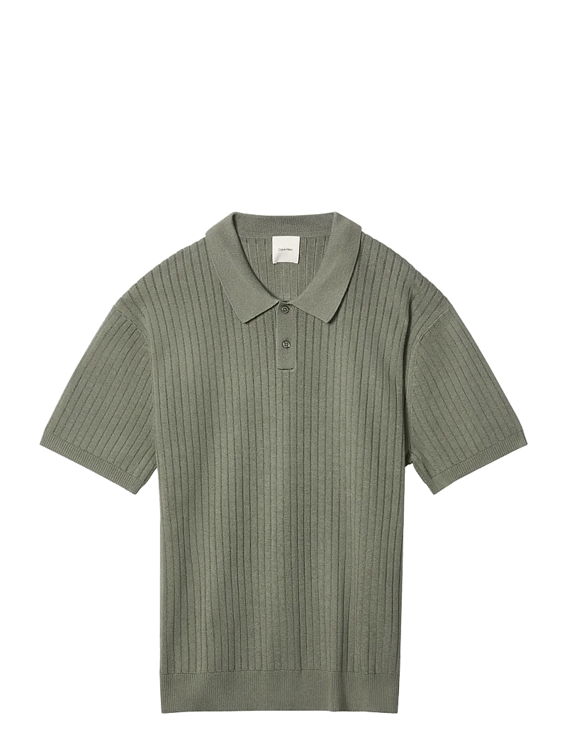 Calvin Klein - SS LIGHTWEIGHT PATTERN POLO SWTR - short-sleeved polos - dusty olive - 1