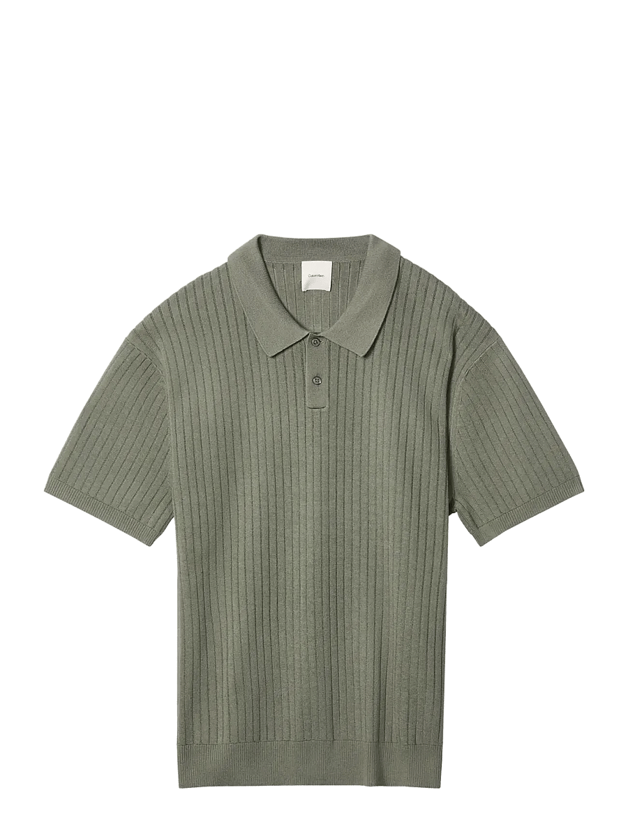 Calvin Klein - SS LIGHTWEIGHT PATTERN POLO SWTR - short-sleeved polos - dusty olive - 1