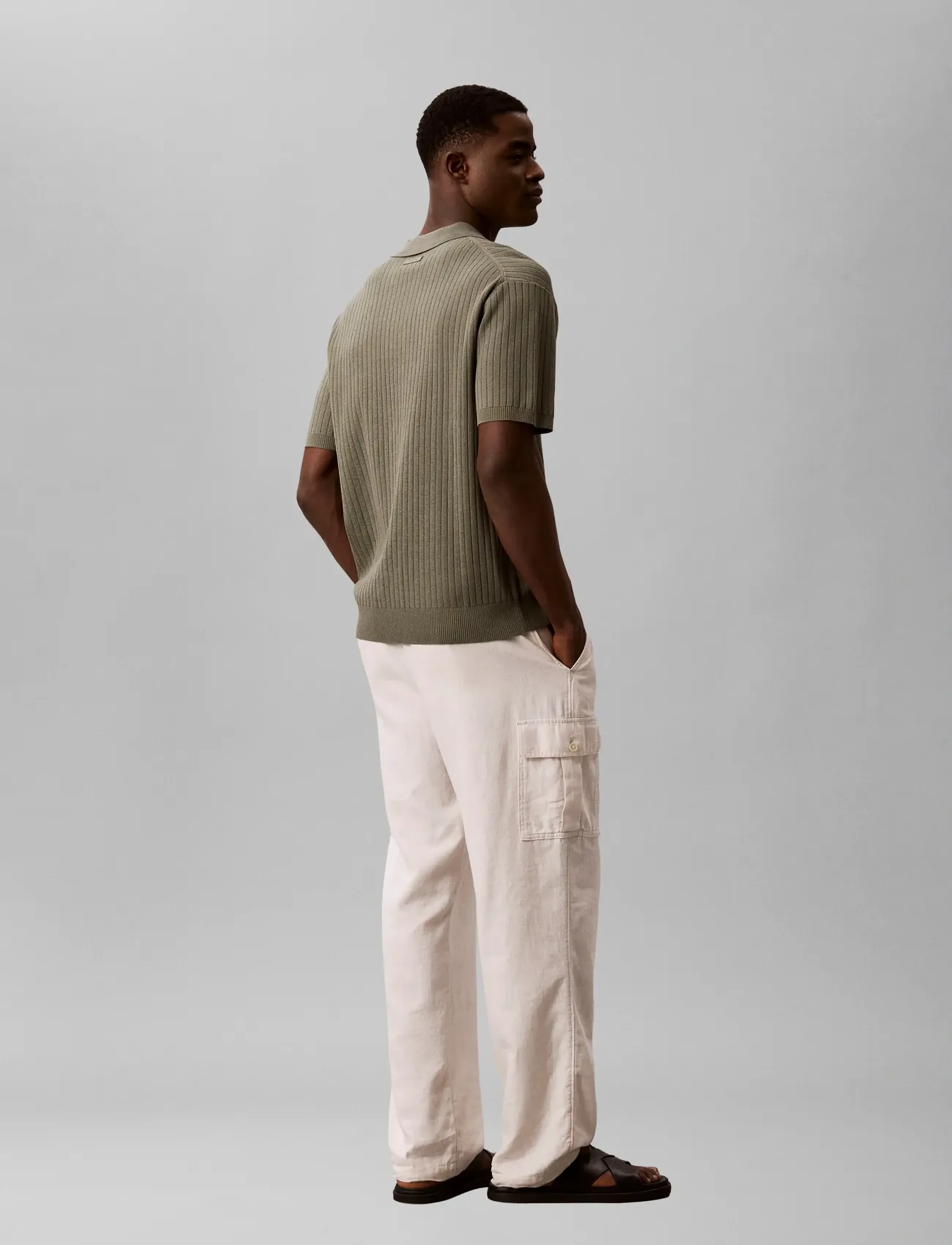 Calvin Klein - SS LIGHTWEIGHT PATTERN POLO SWTR - short-sleeved polos - dusty olive - 2