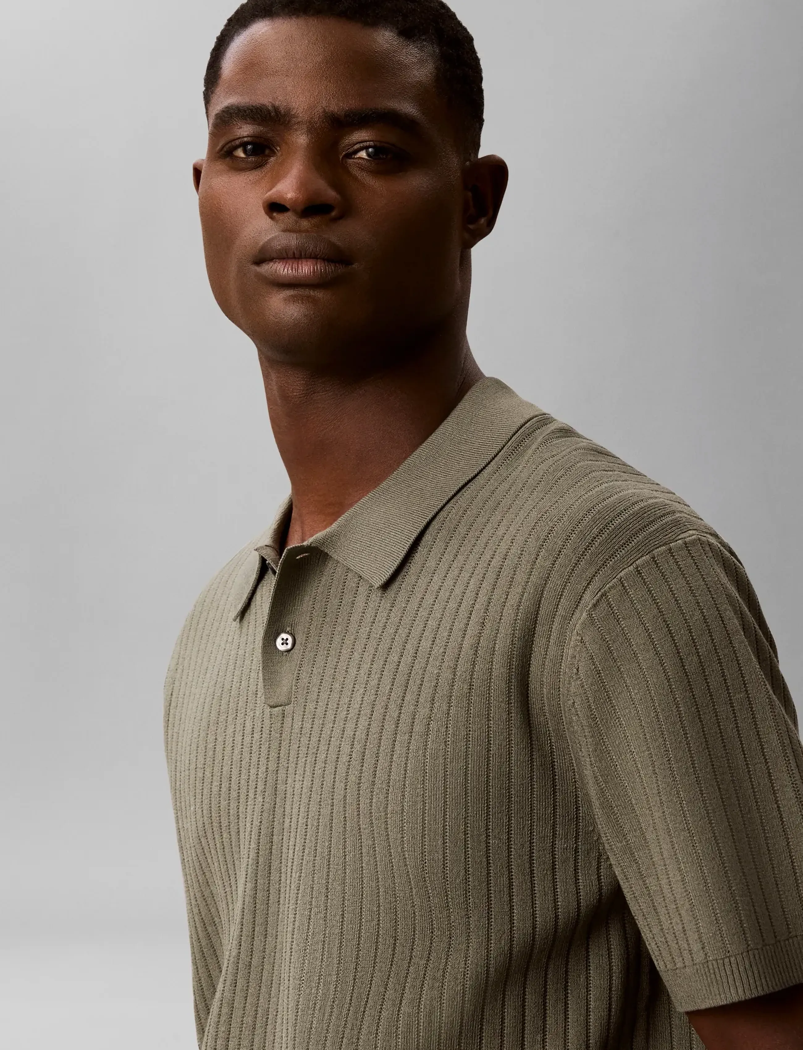 Calvin Klein - SS LIGHTWEIGHT PATTERN POLO SWTR - short-sleeved polos - dusty olive - 3