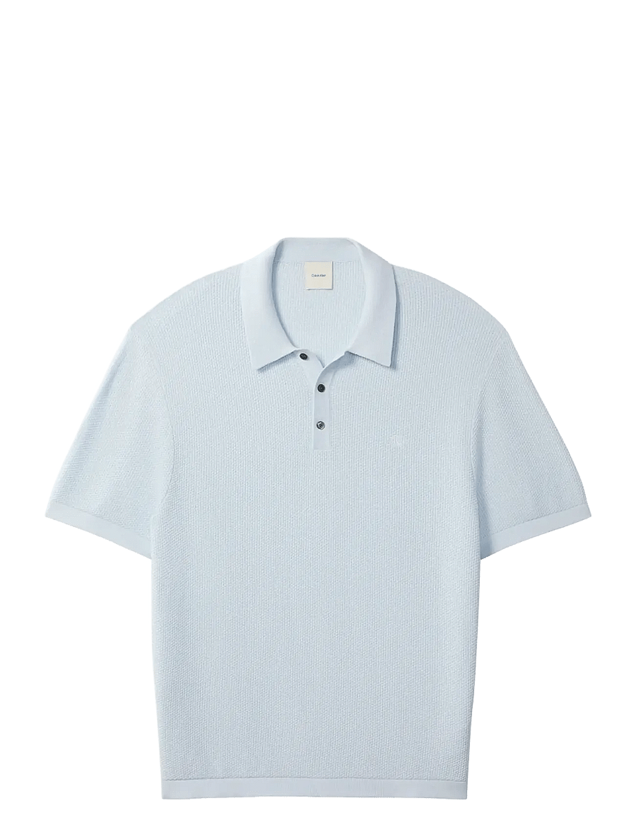 Calvin Klein - SS TEXTURED COTTON POLO SWEATER - polostrik - plein air - 1