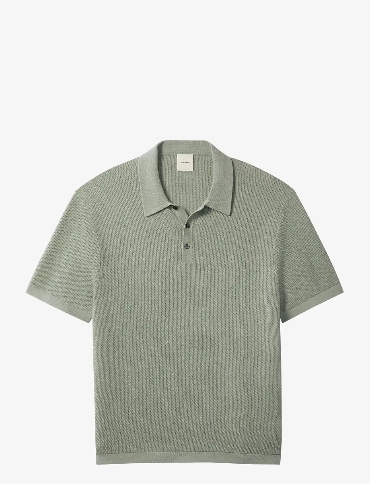 Calvin Klein - SS TEXTURED COTTON POLO SWEATER - knitted polos - shadow - 1