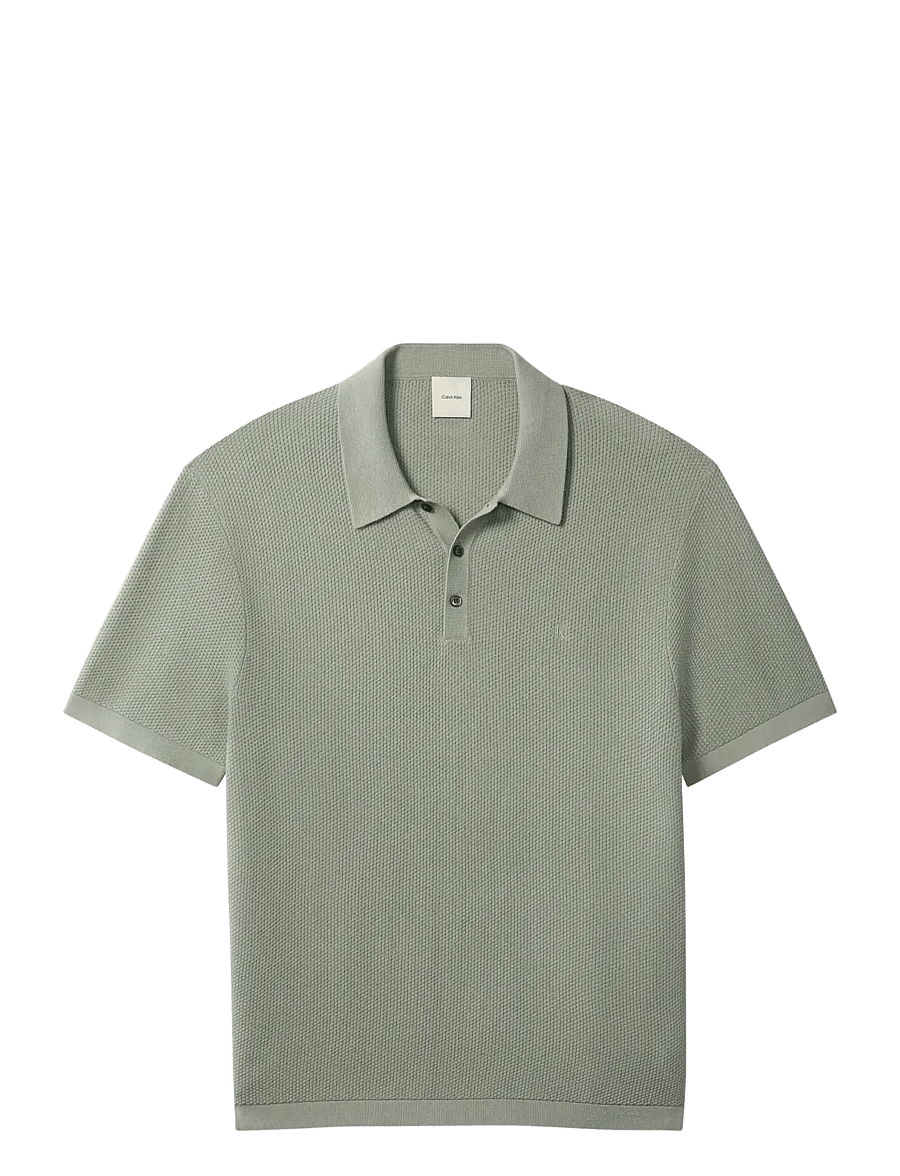 Calvin Klein - SS TEXTURED COTTON POLO SWEATER - polostrik - shadow - 1